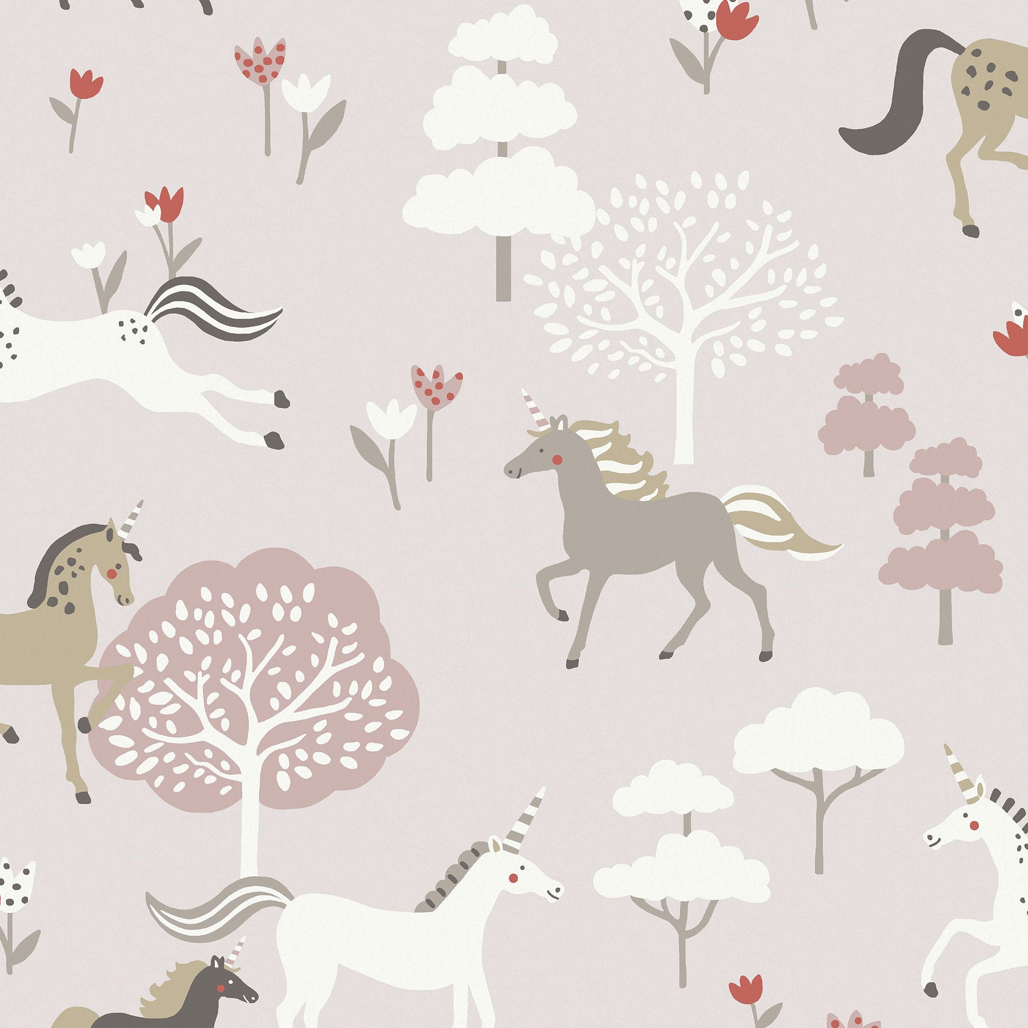 146841 Forest Ponies Chalk Blush Wallpaper by Sophie Allport