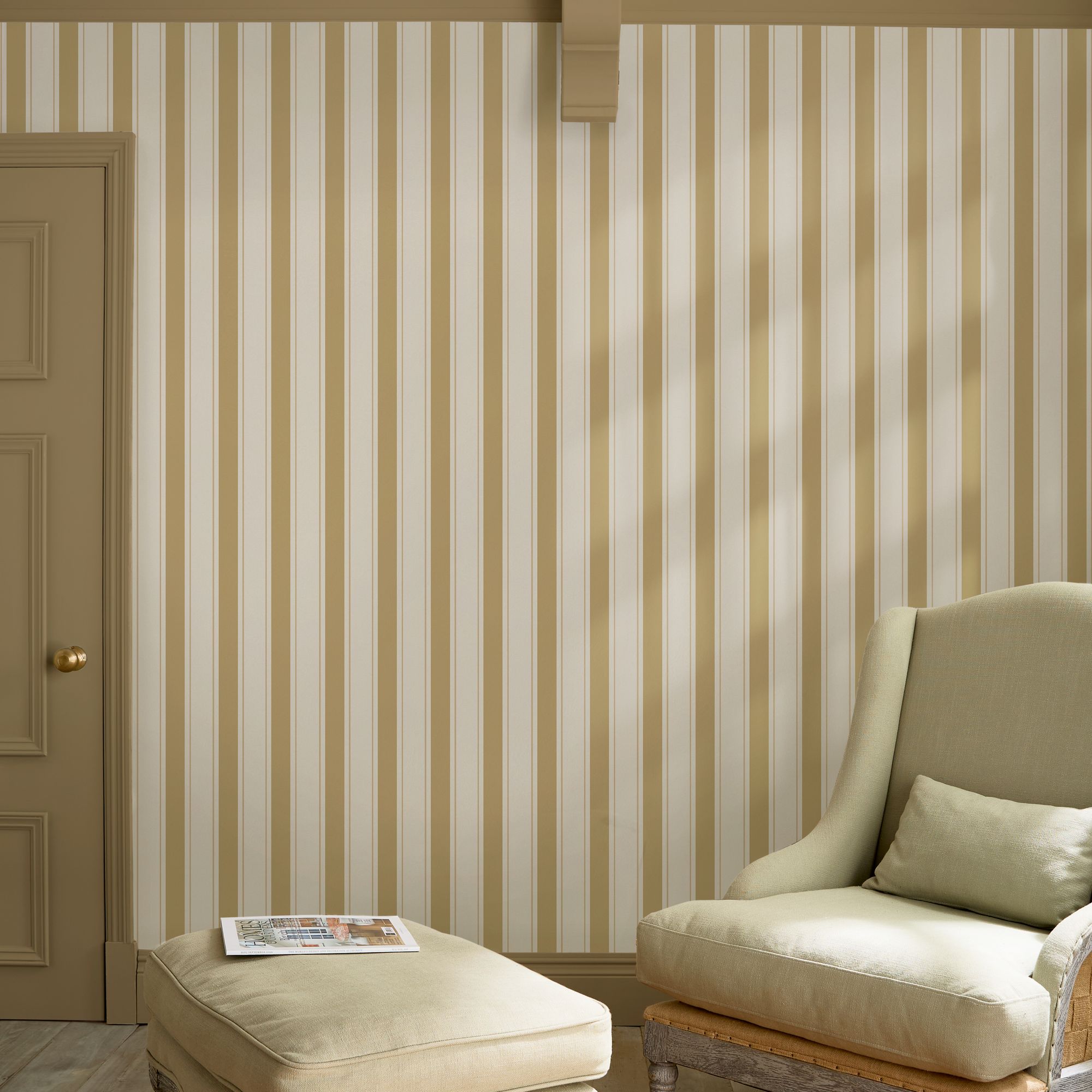 146845 Oundle Stripe Warm Honey Wallpaper by Sophie Allport