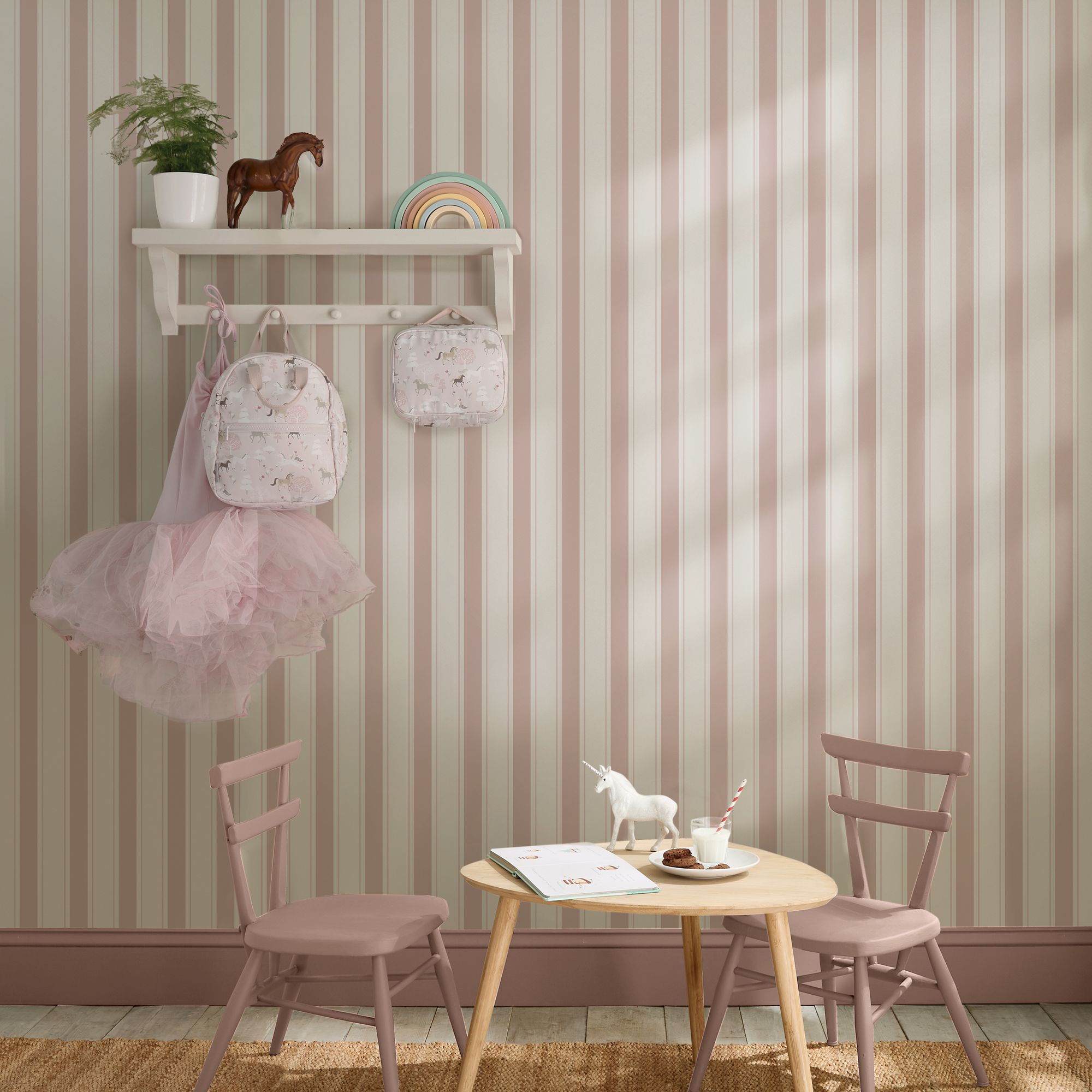 146846 Oundle Stripe Cottesmore Blush Wallpaper by Sophie Allport