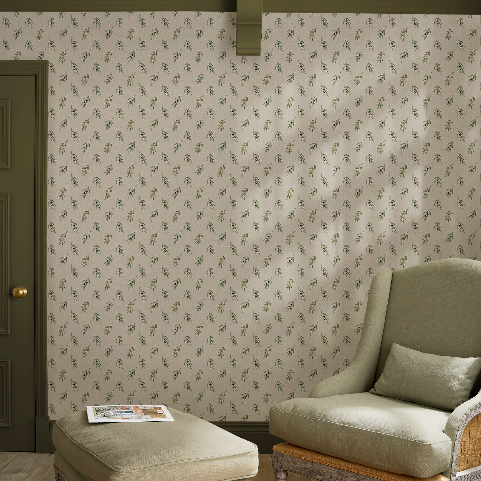 146850 Olive Branch Woven Wicker Wallpaper by Sophie Allport