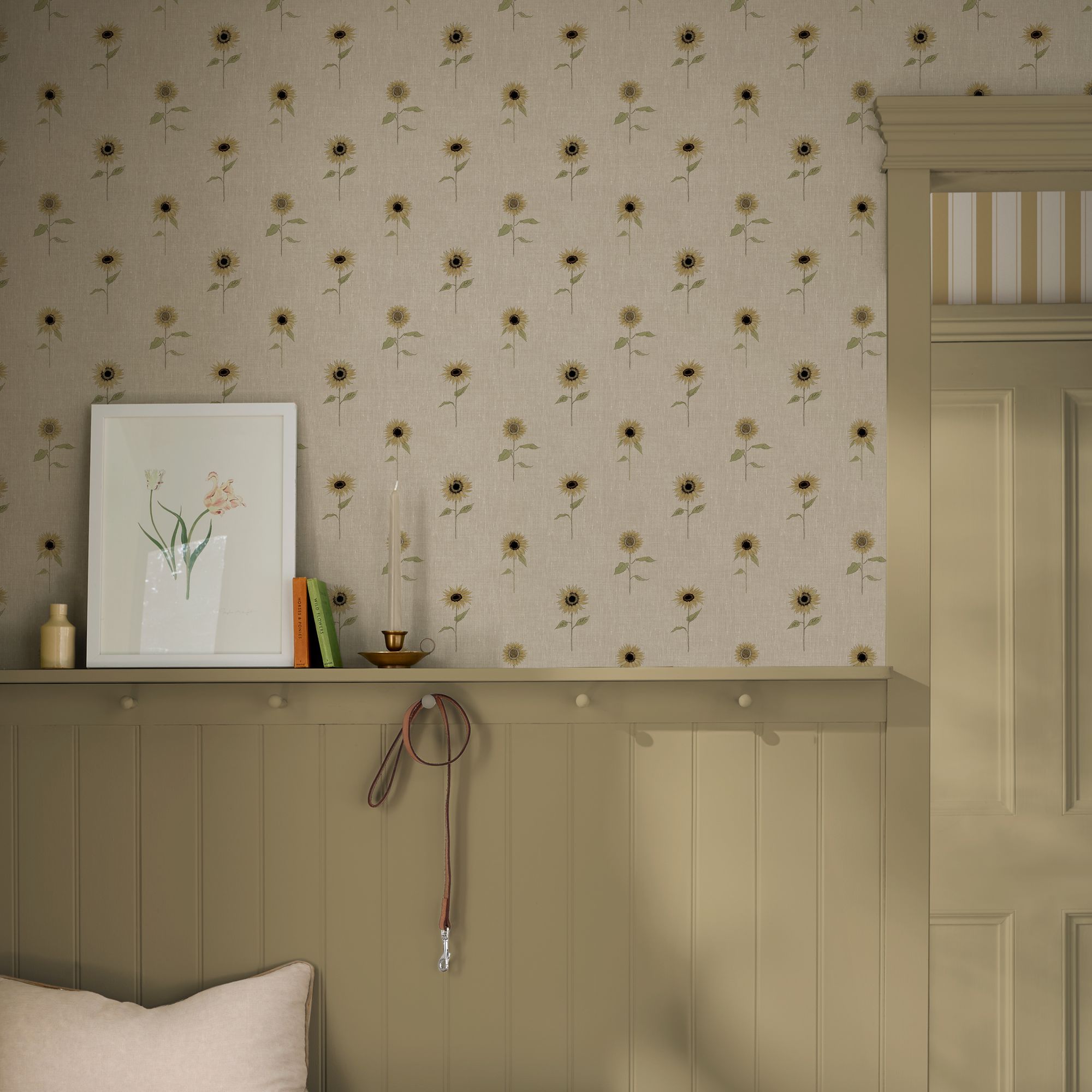 146851 Sunflowers Woven Wicker Wallpaper by Sophie Allport