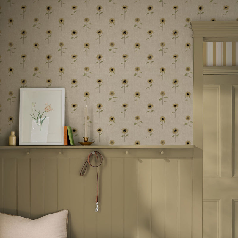 146851 Sunflowers Woven Wicker Wallpaper by Sophie Allport