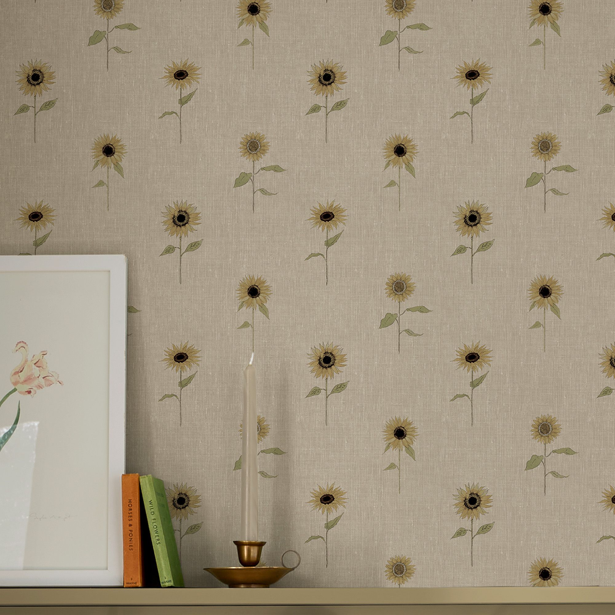 146851 Sunflowers Woven Wicker Wallpaper by Sophie Allport