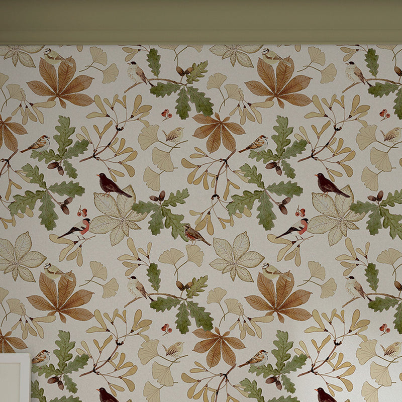 146852 Orchard Birds Warm Sand Wallpaper by Sophie Allport