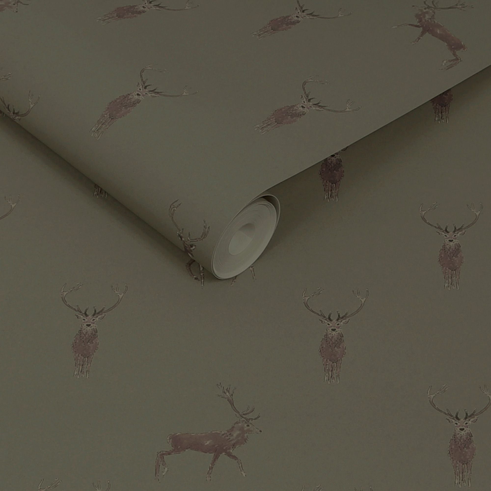 146854 Highland Stag Charcoal Wallpaper by Sophie Allport