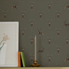 146854 Highland Stag Charcoal Wallpaper by Sophie Allport
