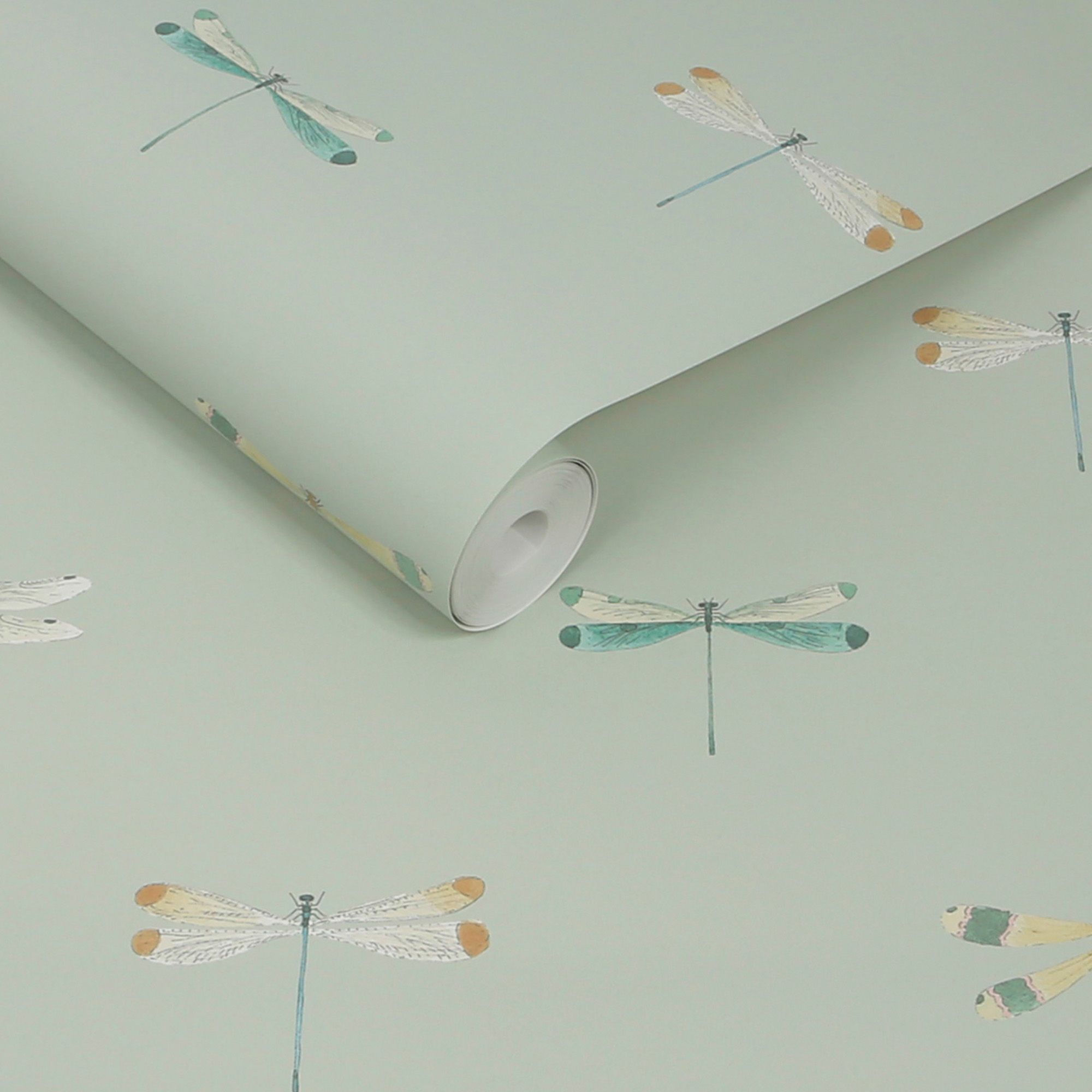 146856 Watercolour Dragonfly Pale Sprig Wallpaper by Sophie Allport