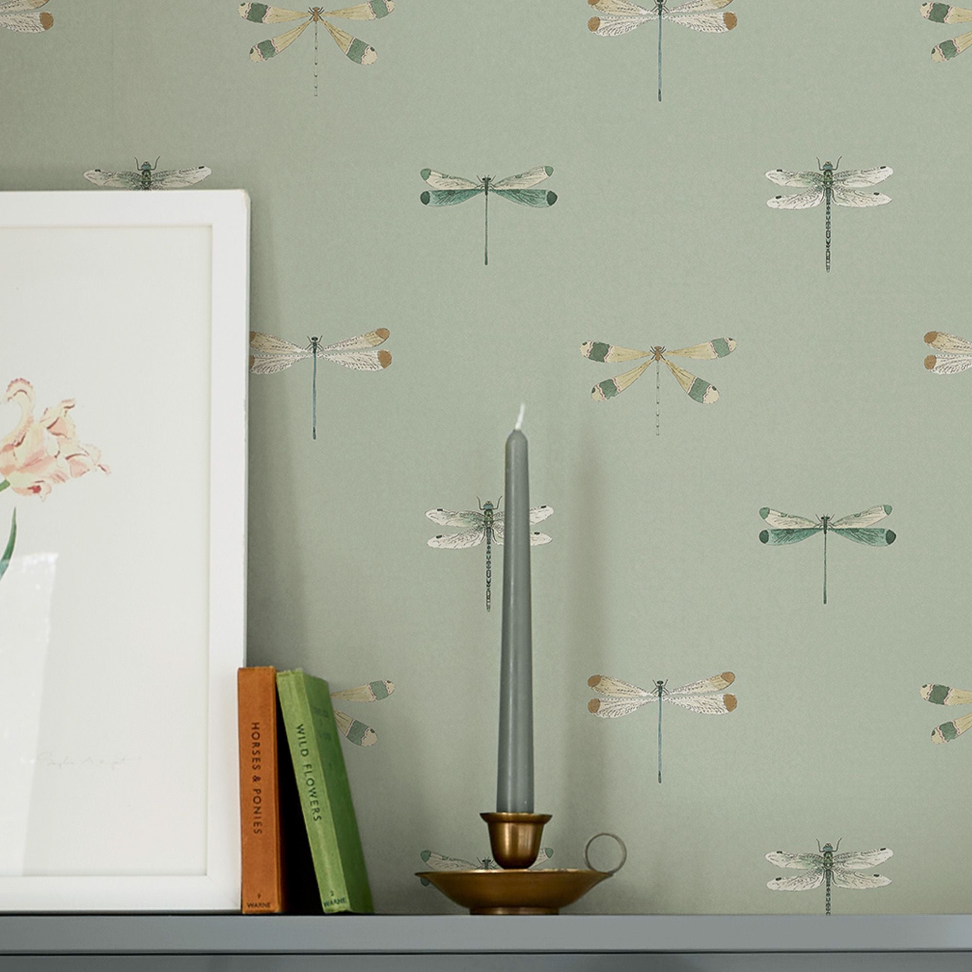146856 Watercolour Dragonfly Pale Sprig Wallpaper by Sophie Allport