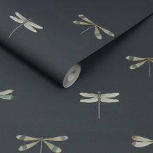 146857 Watercolour Dragonfly Oundle Navy Wallpaper by Sophie Allport