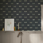 146857 Watercolour Dragonfly Oundle Navy Wallpaper by Sophie Allport