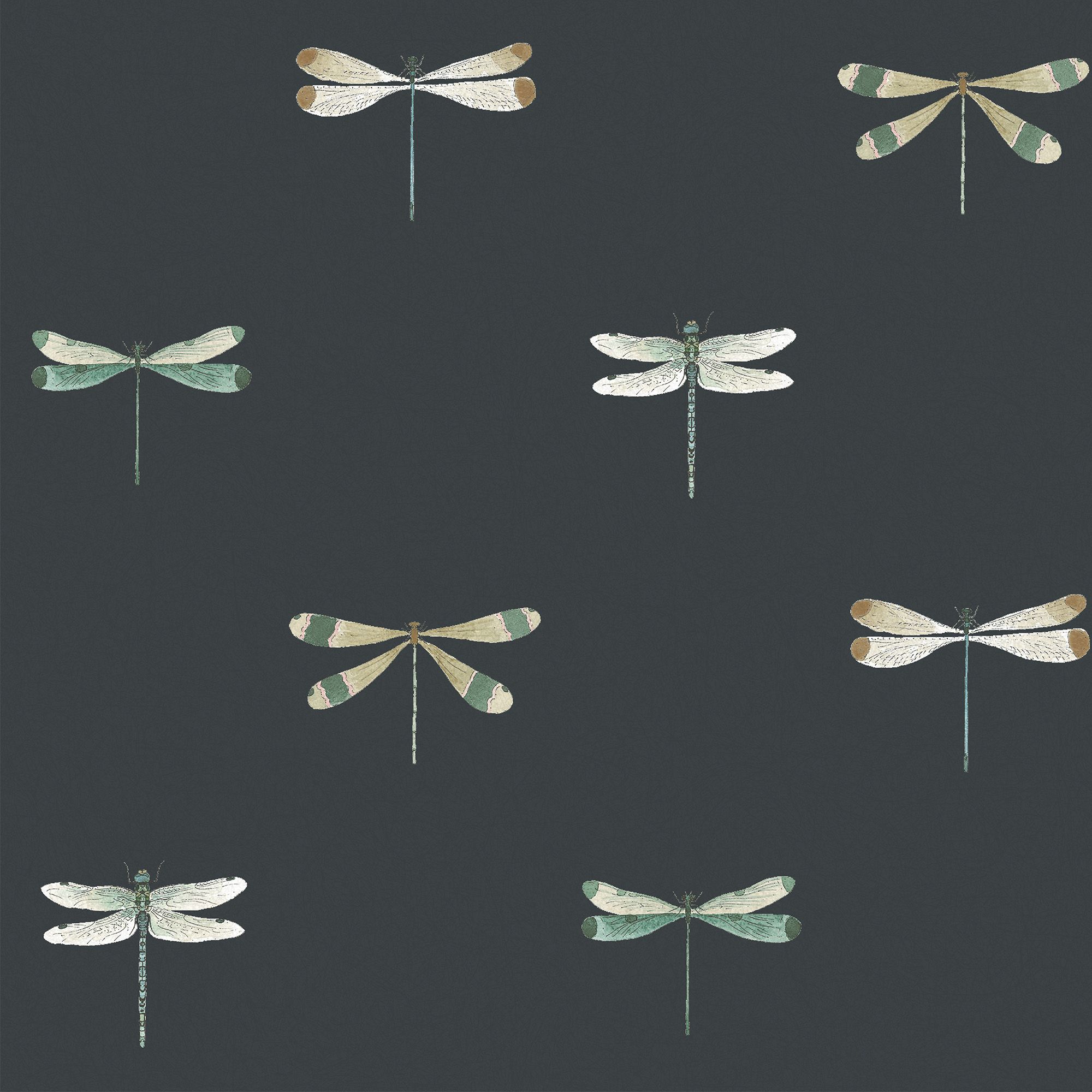 146857 Watercolour Dragonfly Oundle Navy Wallpaper by Sophie Allport