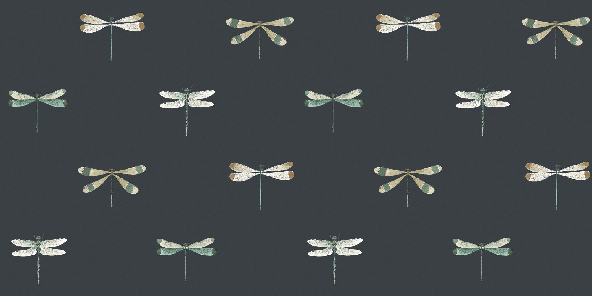 146857 Watercolour Dragonfly Oundle Navy Wallpaper by Sophie Allport