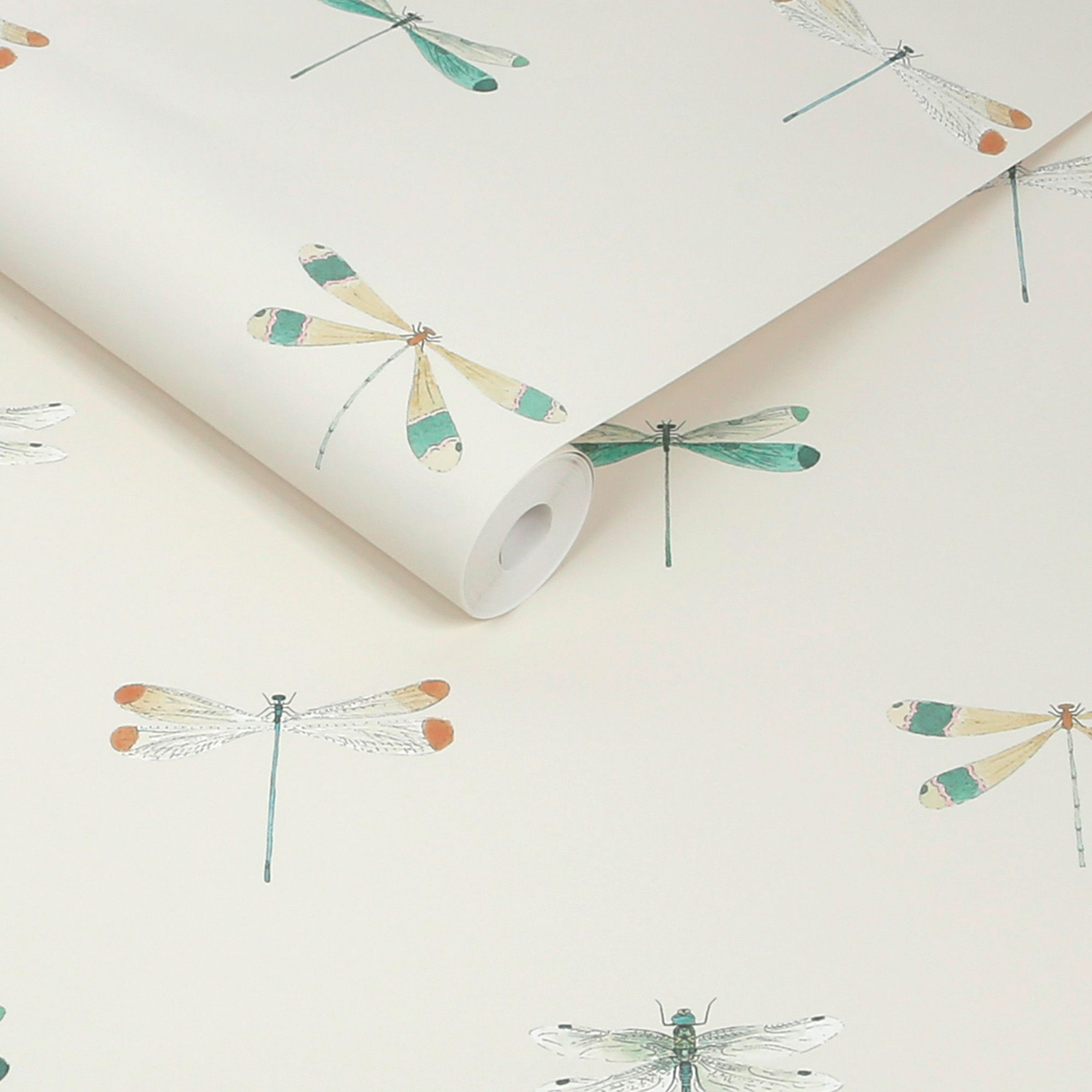 146858 Watercolour Dragonfly Off White Wallpaper by Sophie Allport