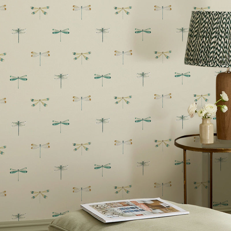 146858 Watercolour Dragonfly Off White Wallpaper by Sophie Allport