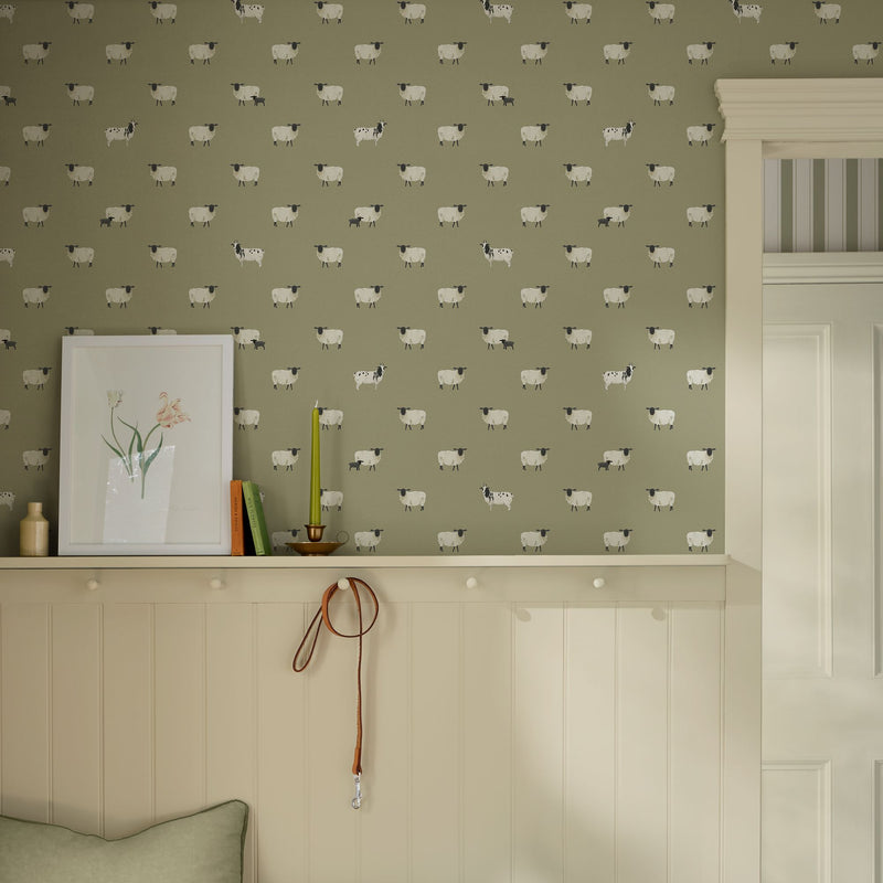 146859 Sheep Mossbank Green Wallpaper by Sophie Allport