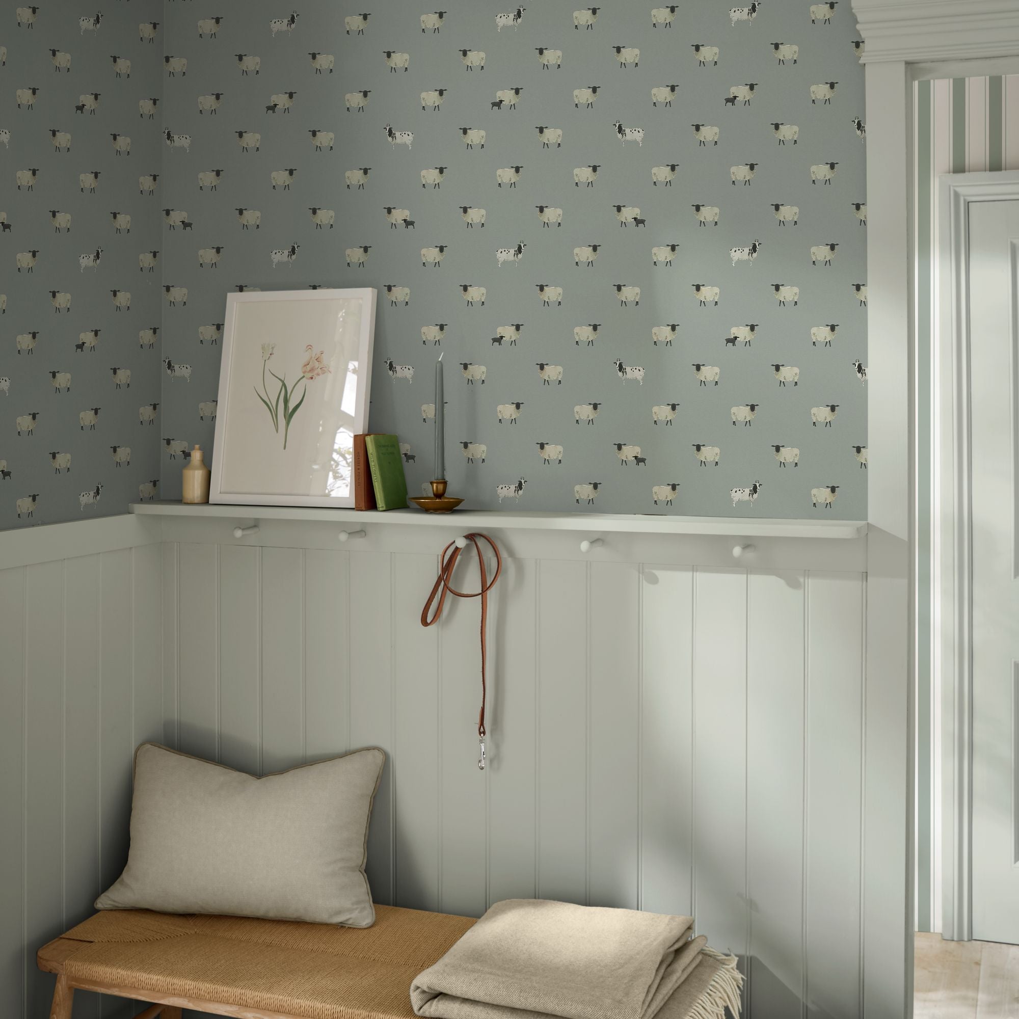 146860 Sheep Witham Blue Wallpaper by Sophie Allport