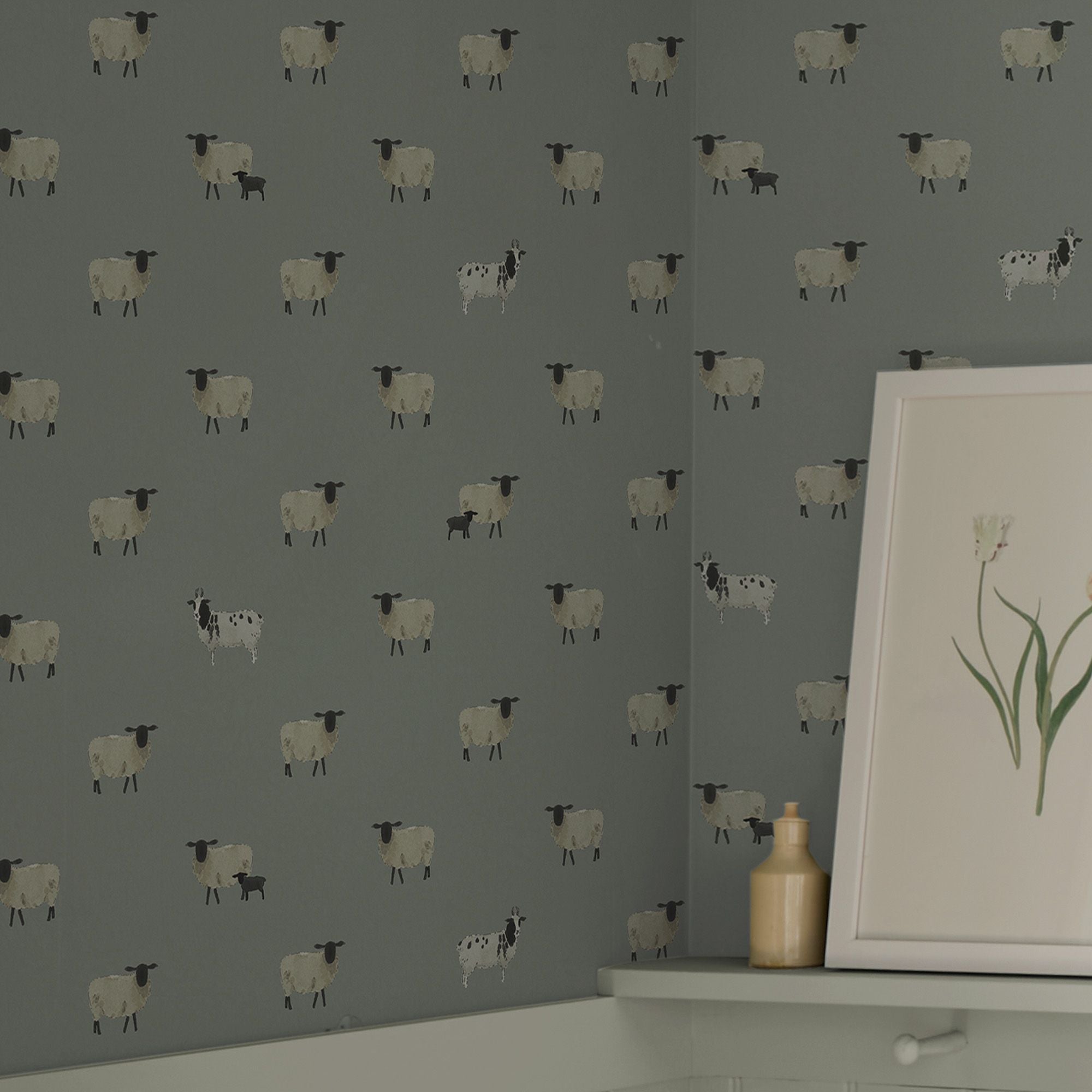 146860 Sheep Witham Blue Wallpaper by Sophie Allport