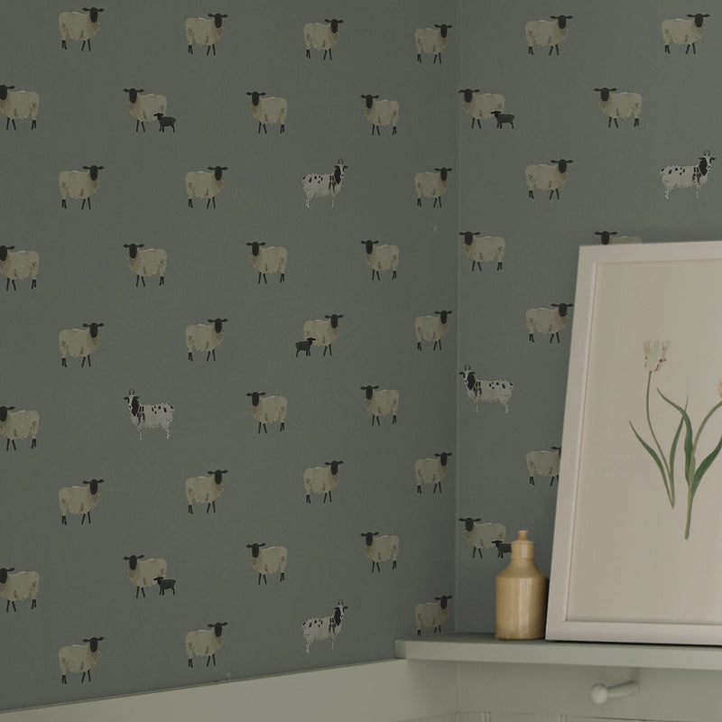 146860 Sheep Witham Blue Wallpaper by Sophie Allport