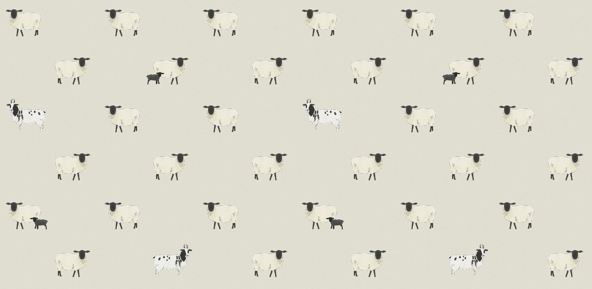 146861 Sheep Off White Wallpaper by Sophie Allport