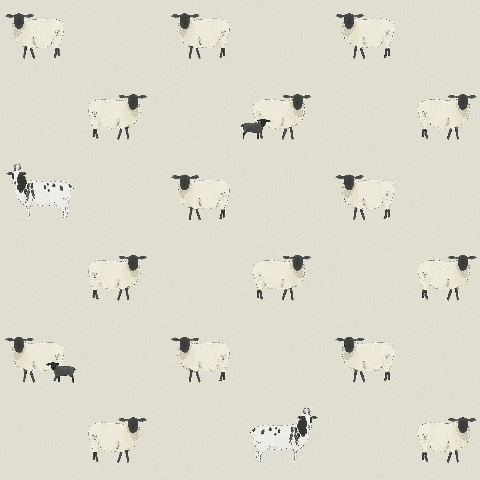 146861 Sheep Off White Wallpaper by Sophie Allport