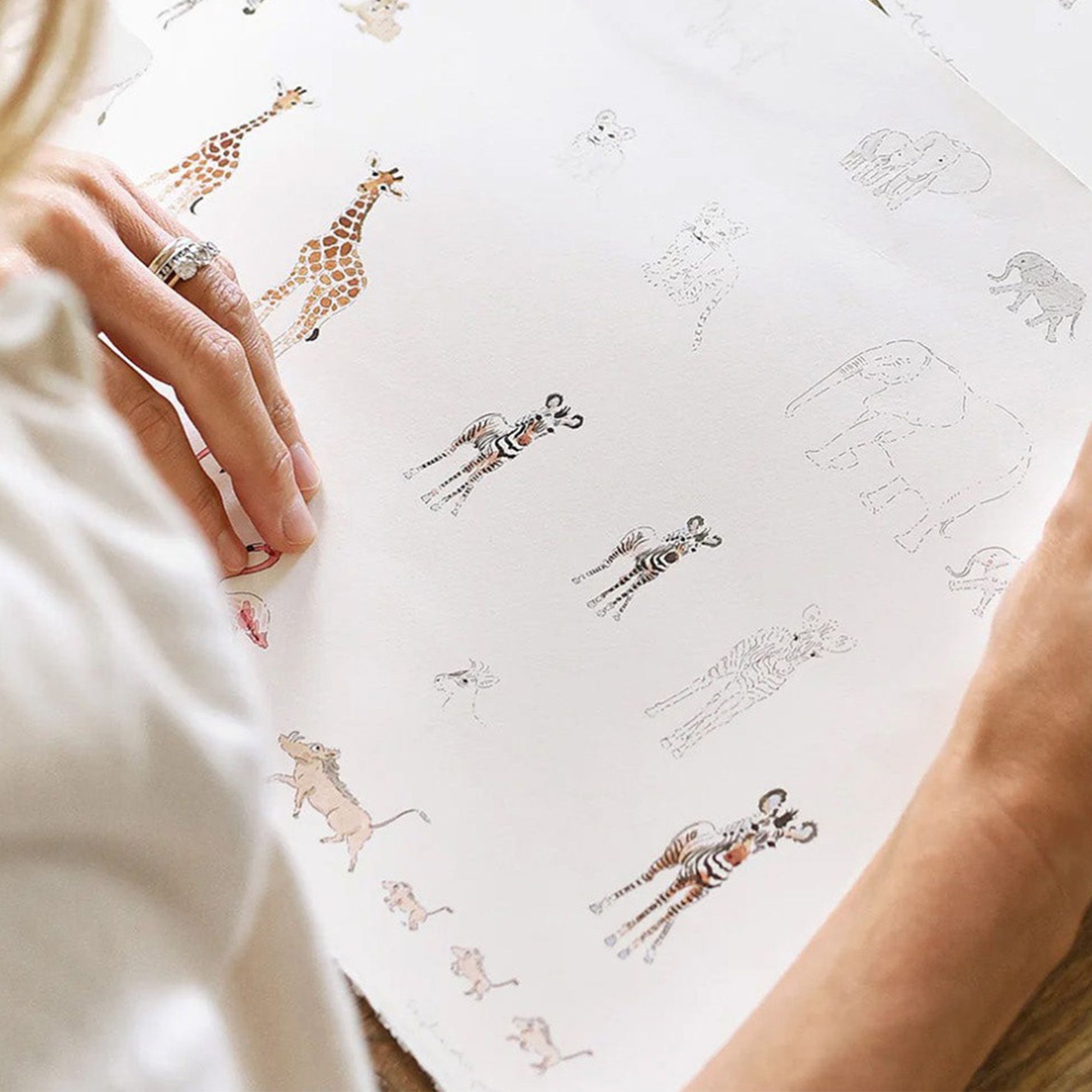 146862 Giraffe Off White Wallpaper by Sophie Allport
