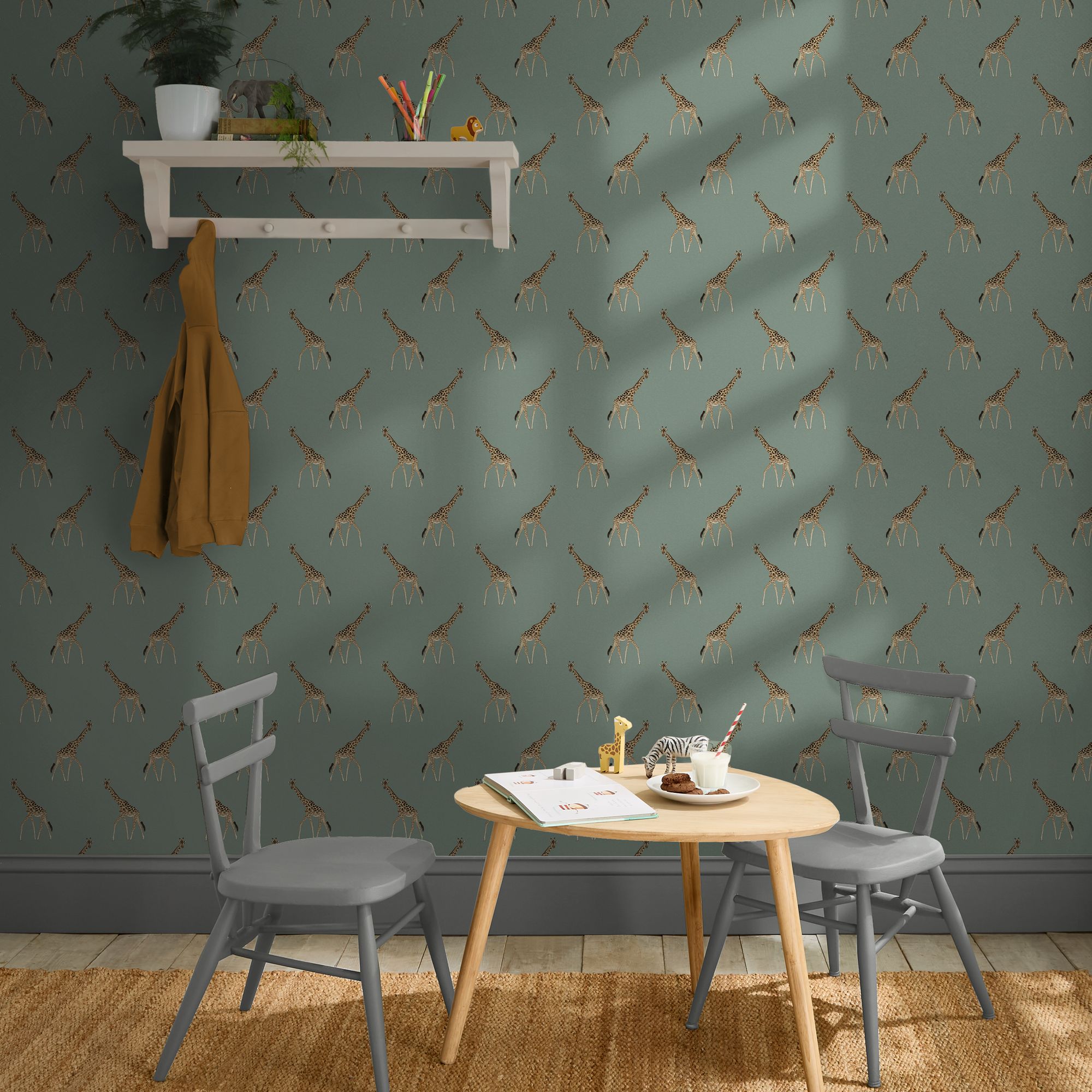 146863 Giraffe Heritage Teal Wallpaper by Sophie Allport