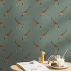 146863 Giraffe Heritage Teal Wallpaper by Sophie Allport