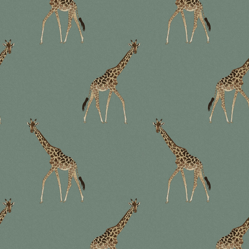 146863 Giraffe Heritage Teal Wallpaper by Sophie Allport
