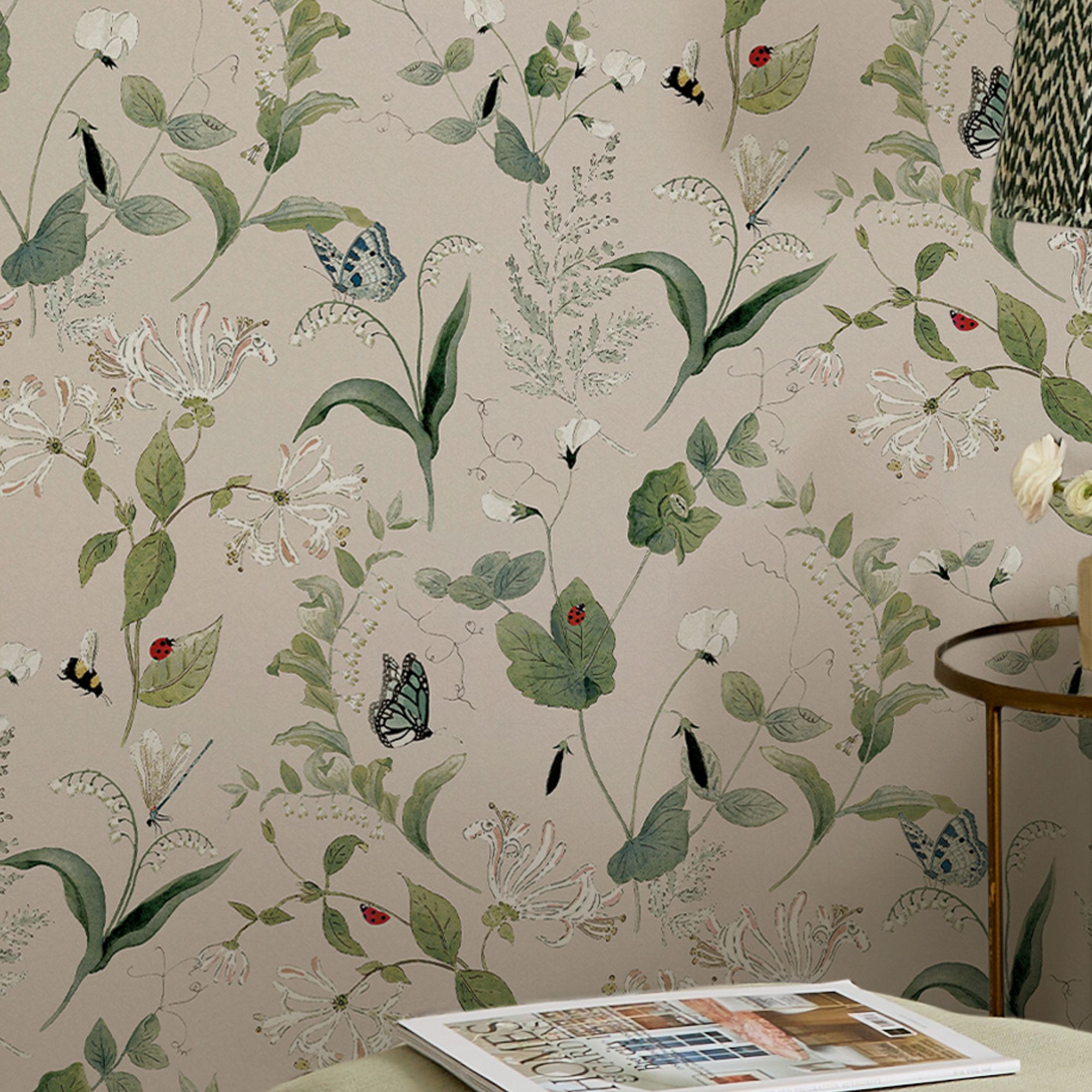 146864 Wild Floral Rutland Stone Wallpaper by Sophie Allport