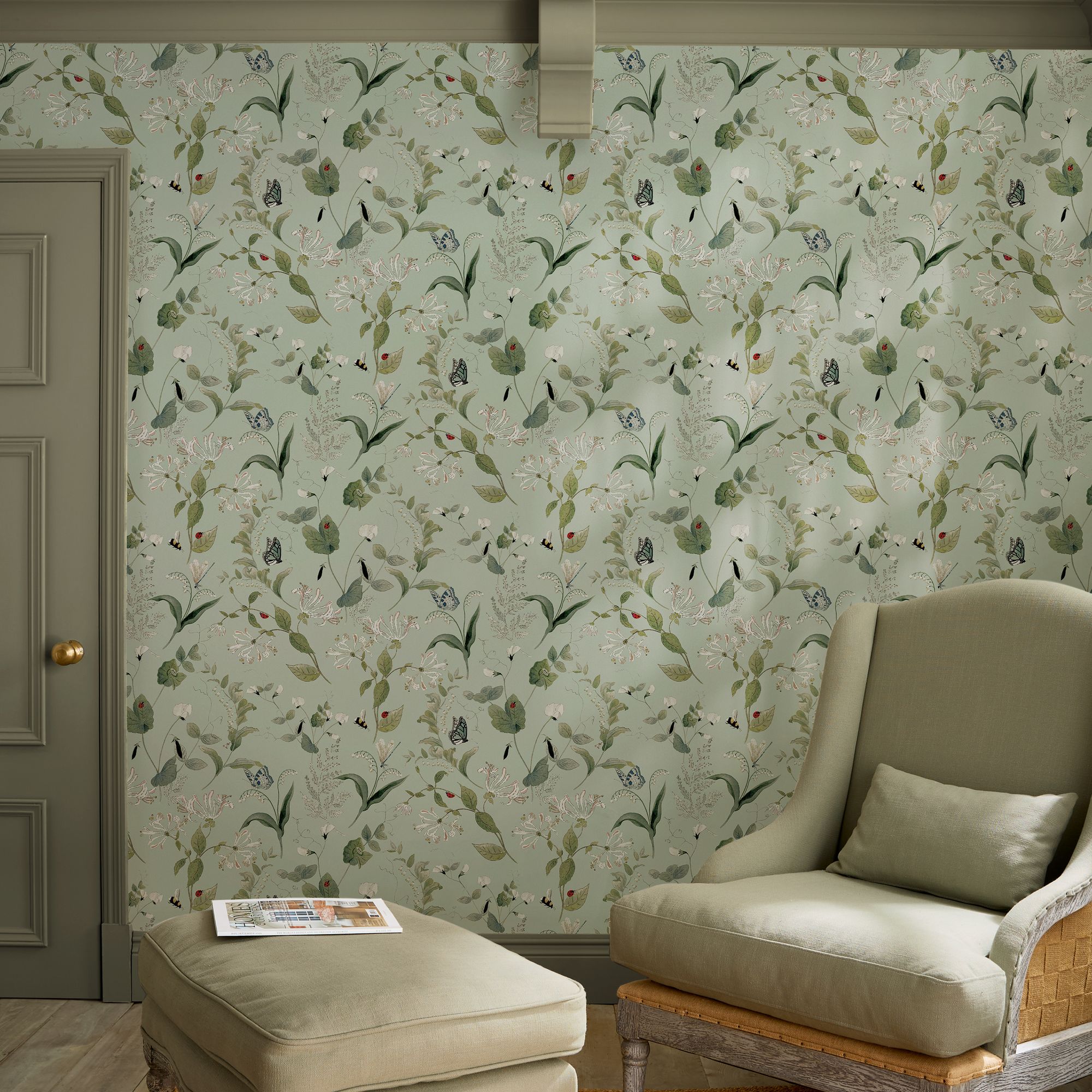 146865 Wild Floral Pale Mint Wallpaper by Sophie Allport