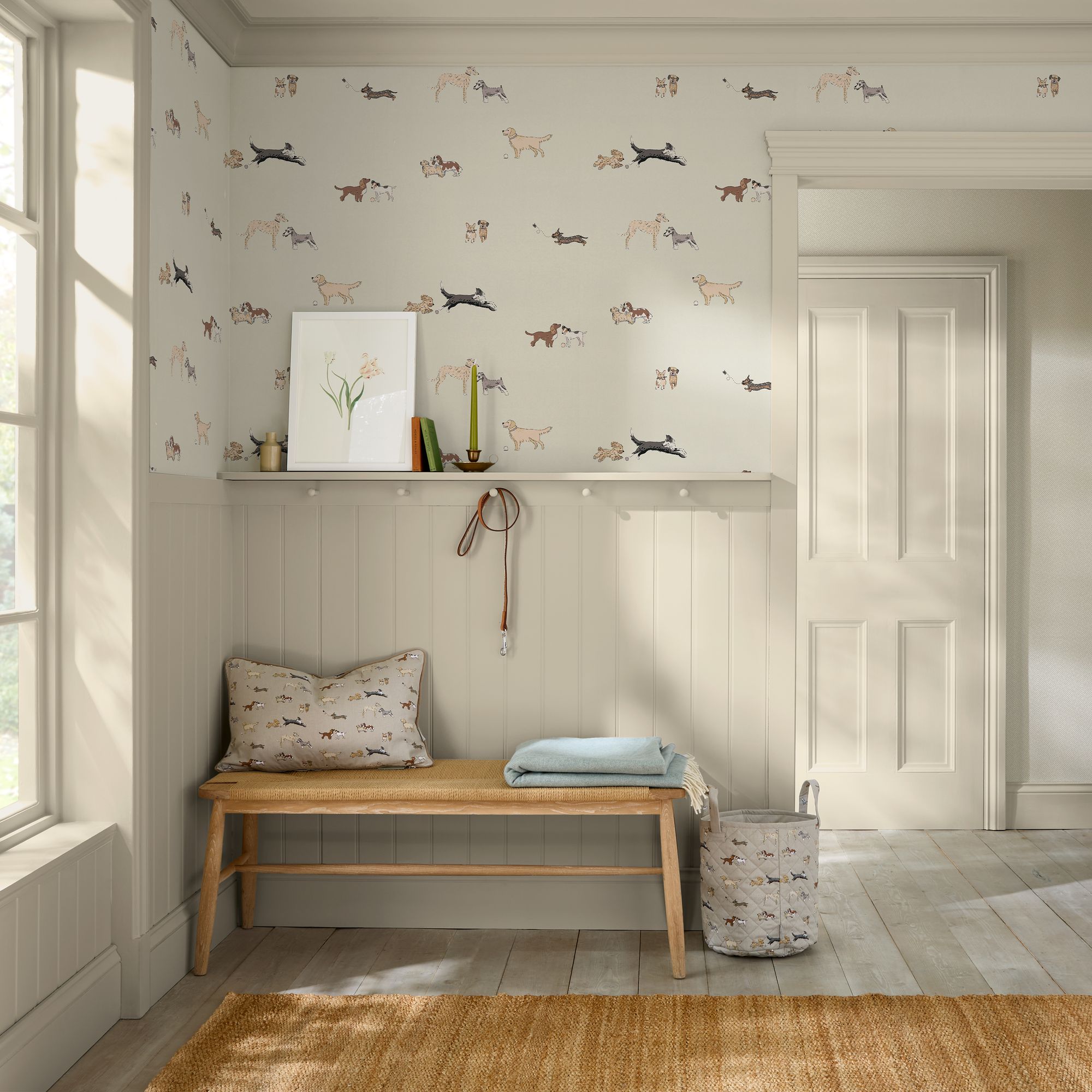 146866 Doggy Daycare Off White Off wWhite Wallpaper by Sophie Allport