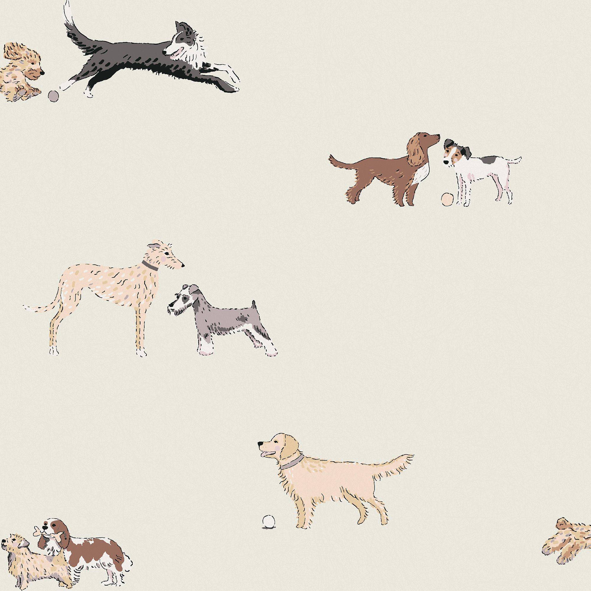 146866 Doggy Daycare Off White Off wWhite Wallpaper by Sophie Allport
