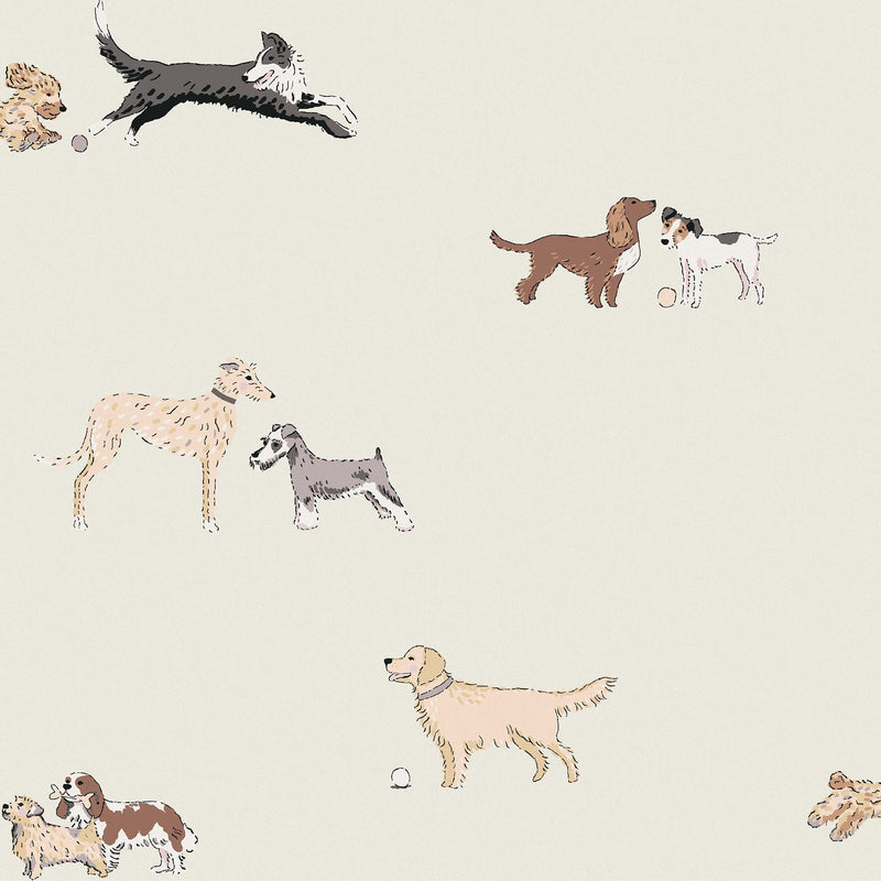146866 Doggy Daycare Off White Off wWhite Wallpaper by Sophie Allport
