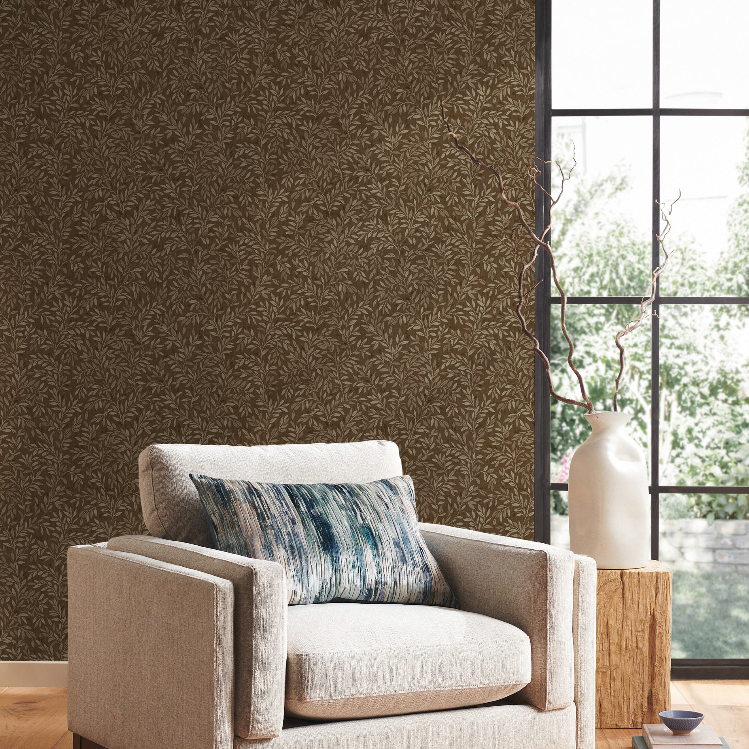 146875 Ditsy Leaf Ochre Next AW26 Wallpaper by Next