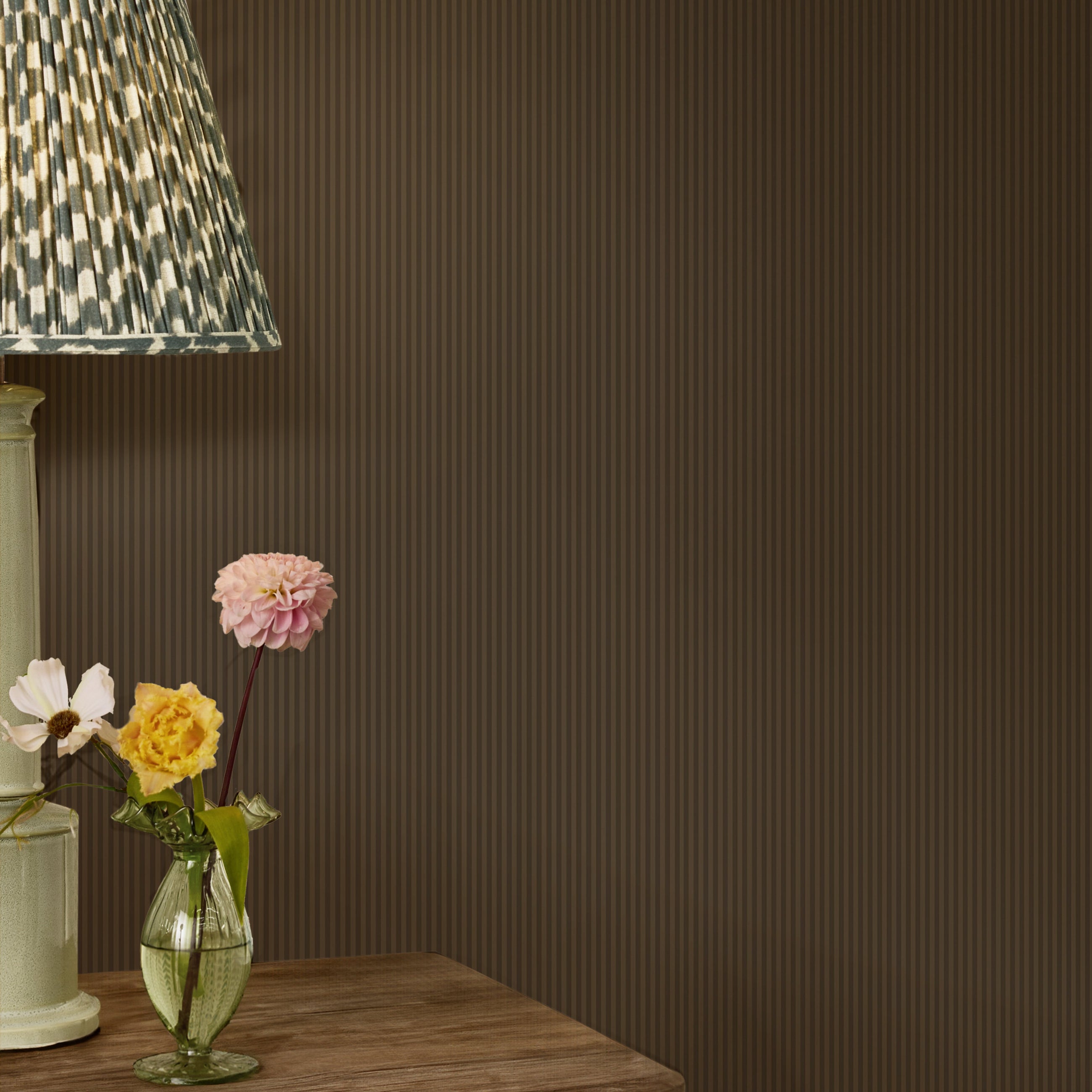 146880 Ticking Stripe Mocha Next AW26 Wallpaper by Next