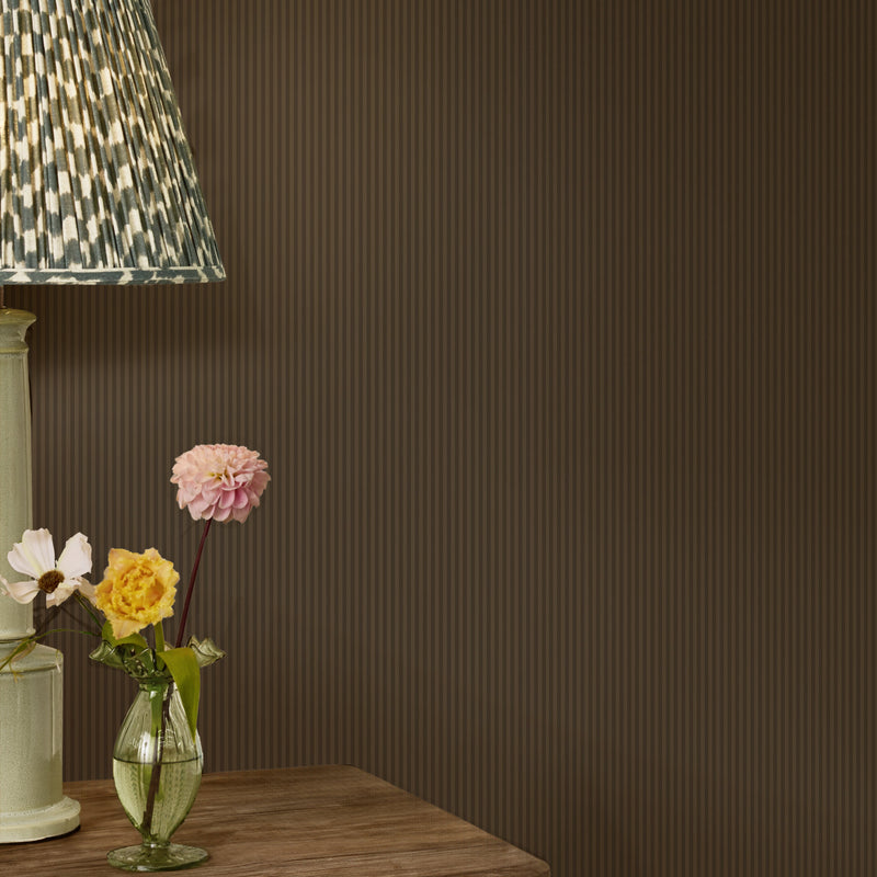146880 Ticking Stripe Mocha Next AW26 Wallpaper by Next