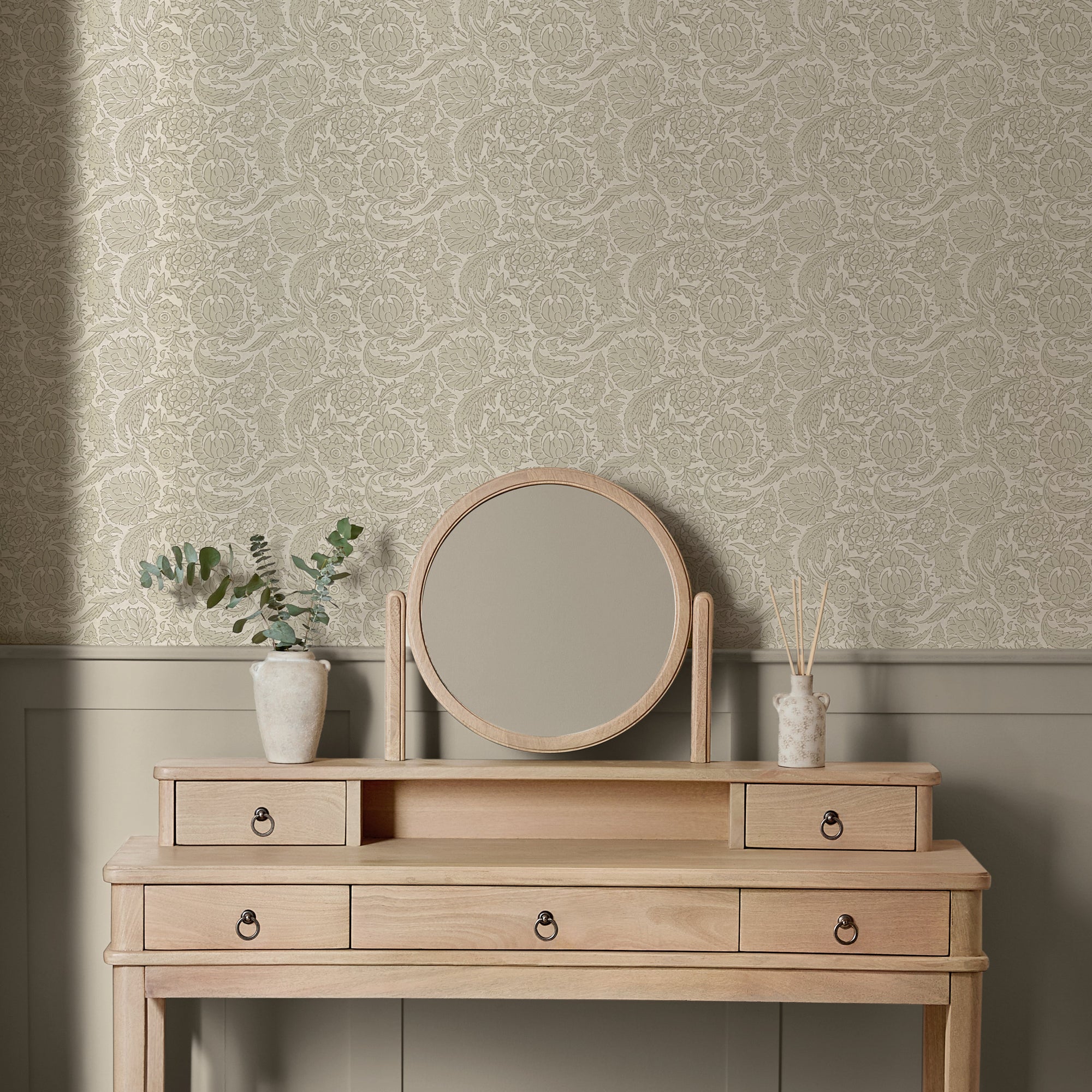 146881 Floral Woodblock Linen Next AW26 Wallpaper by Next
