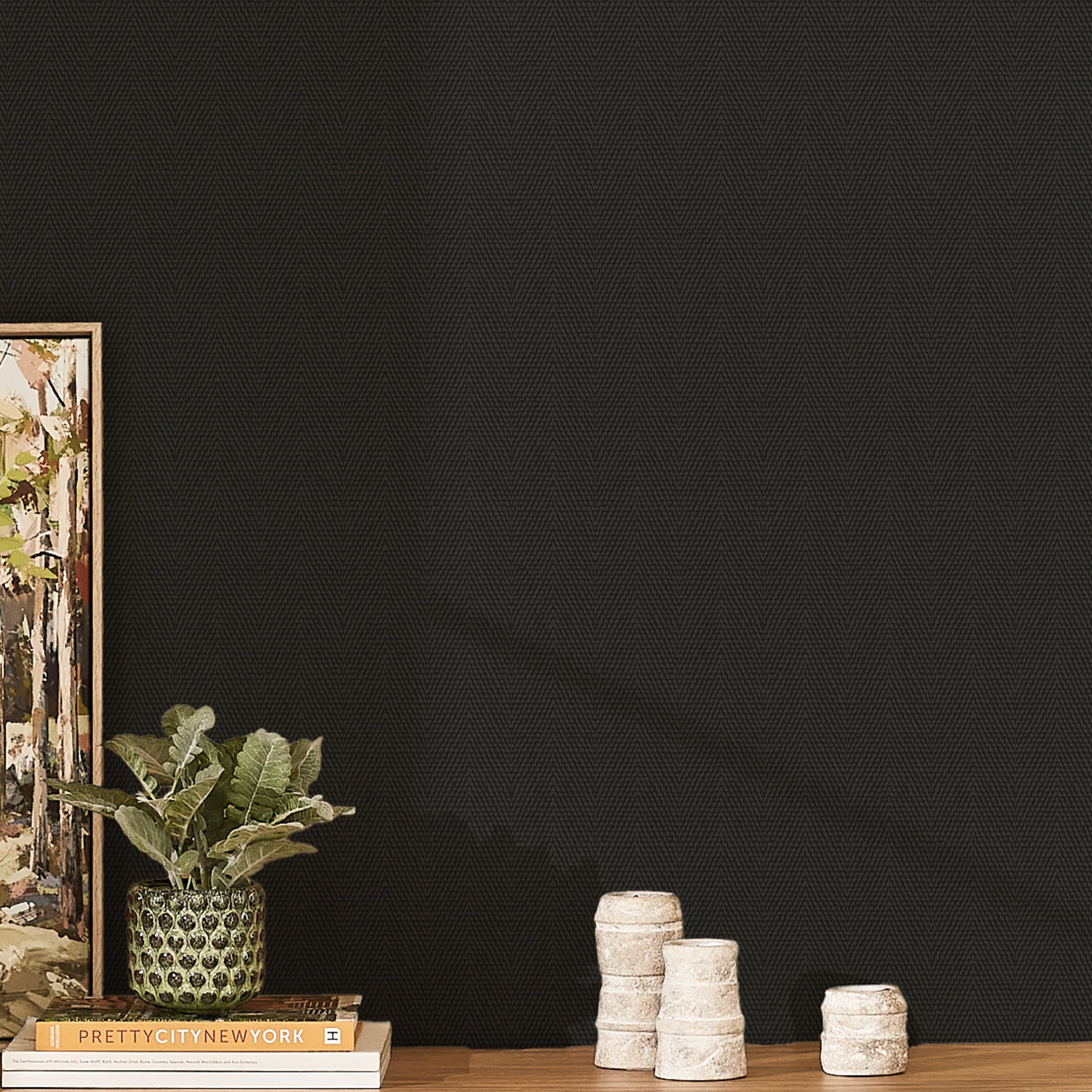 146884 Herringbone Charcoal Next AW26 Wallpaper by Next