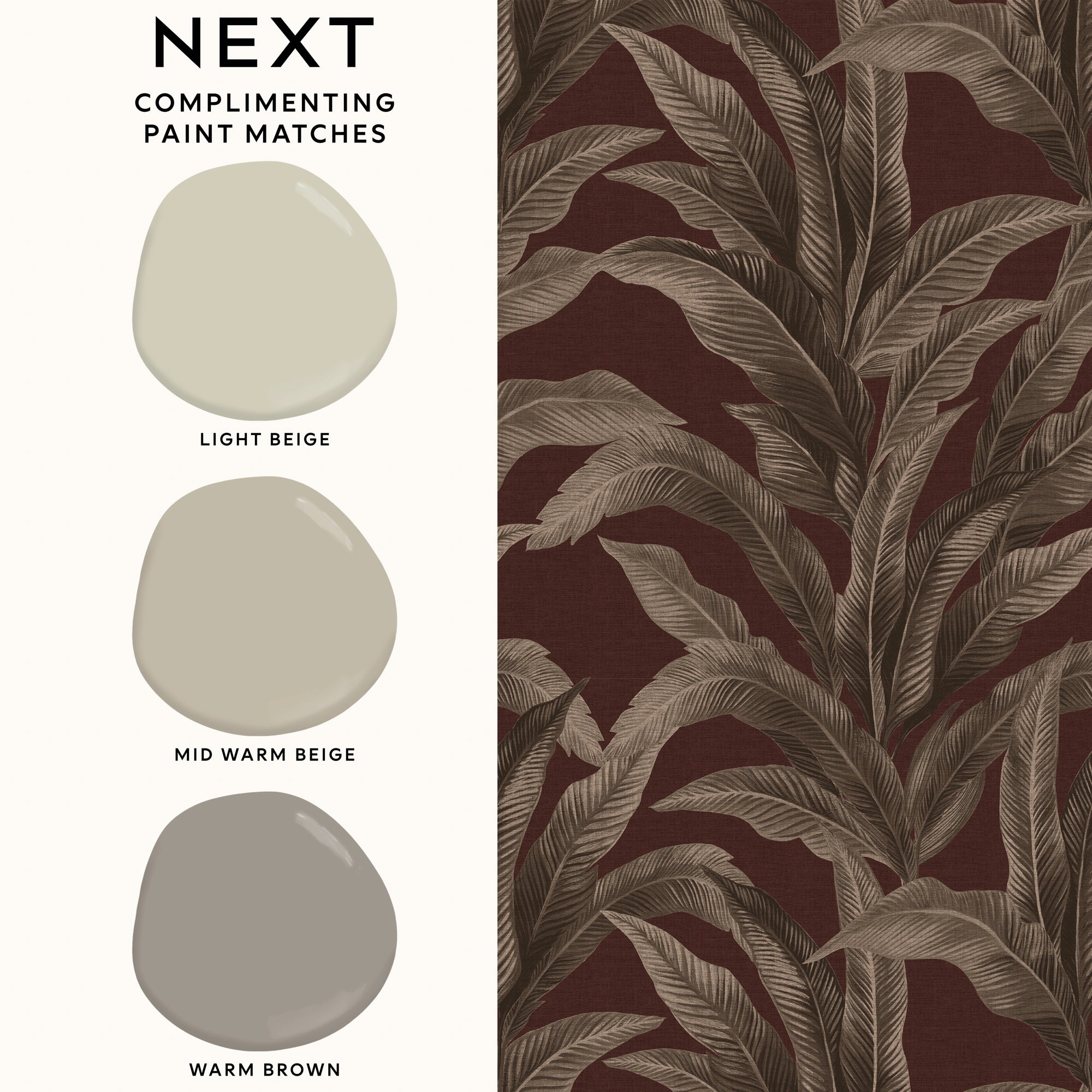 146891 Glamtique Leaf Damson Next AW26 Wallpaper by Next