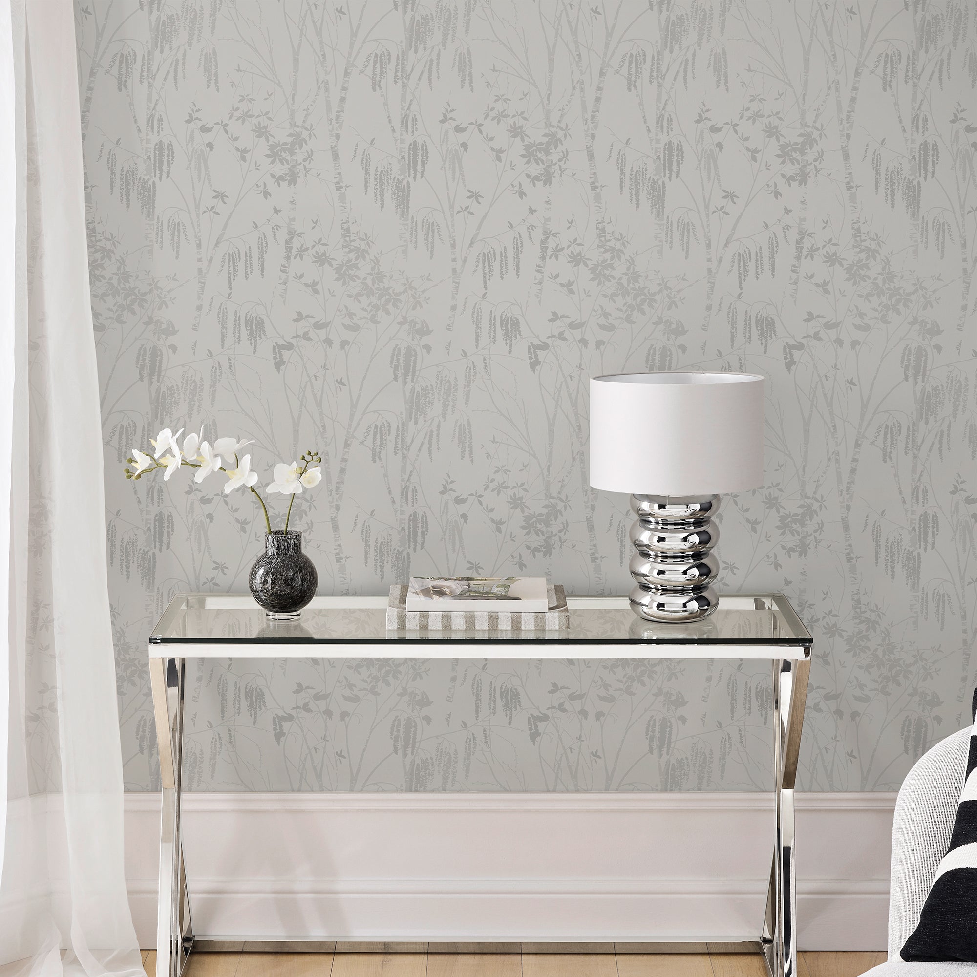 146902 Fiorire Gilver Grey Next AW26 Wallpaper by Next