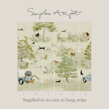 146906FXST Dog Walking Hambleton Sage Mural by Sophie Allport 300x280cm