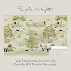 146906FXST Dog Walking Hambleton Sage Mural by Sophie Allport 300x280cm
