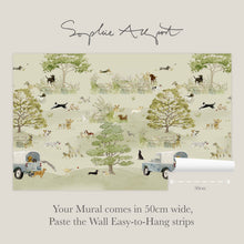 146906FXST Dog Walking Hambleton Sage Mural by Sophie Allport 300x280cm