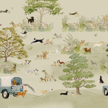 146906FXST Dog Walking Hambleton Sage Mural by Sophie Allport 300x280cm