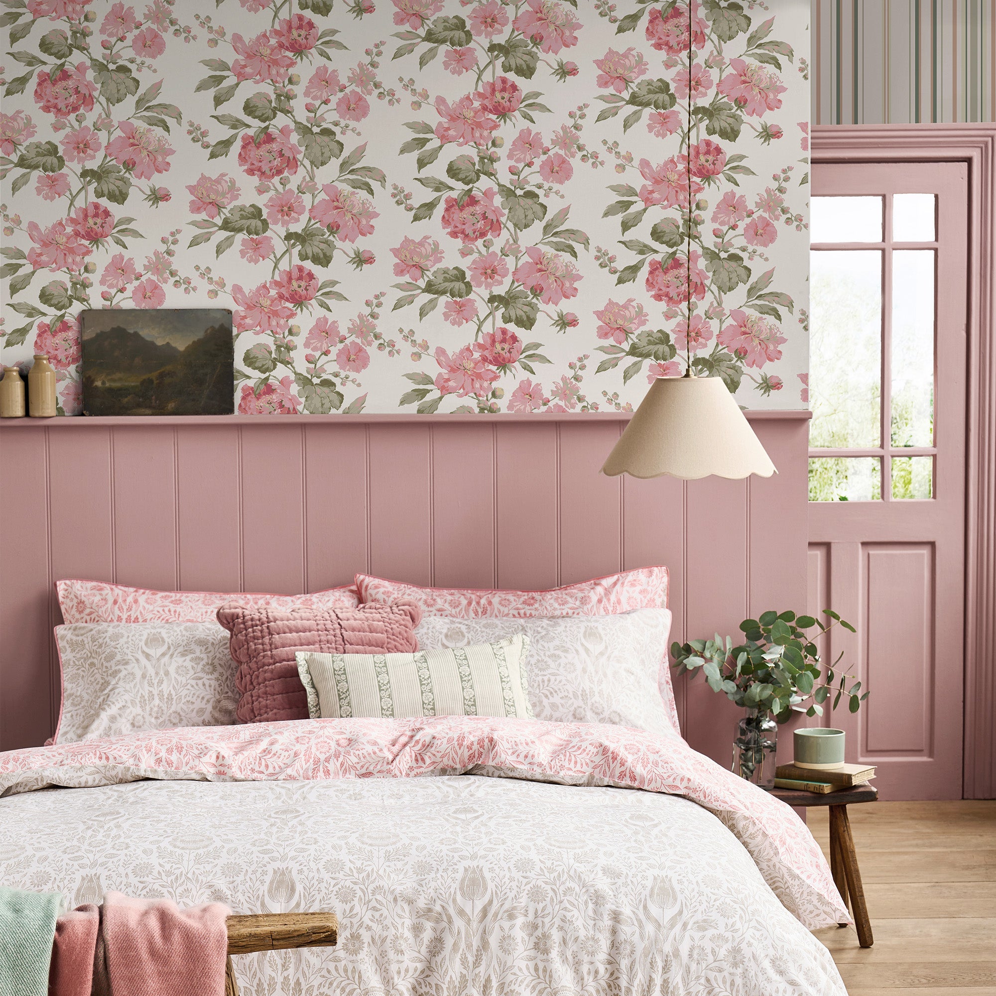 146949 Romilly Pink Laura Ashley AW26 Wallpaper by Laura Ashley