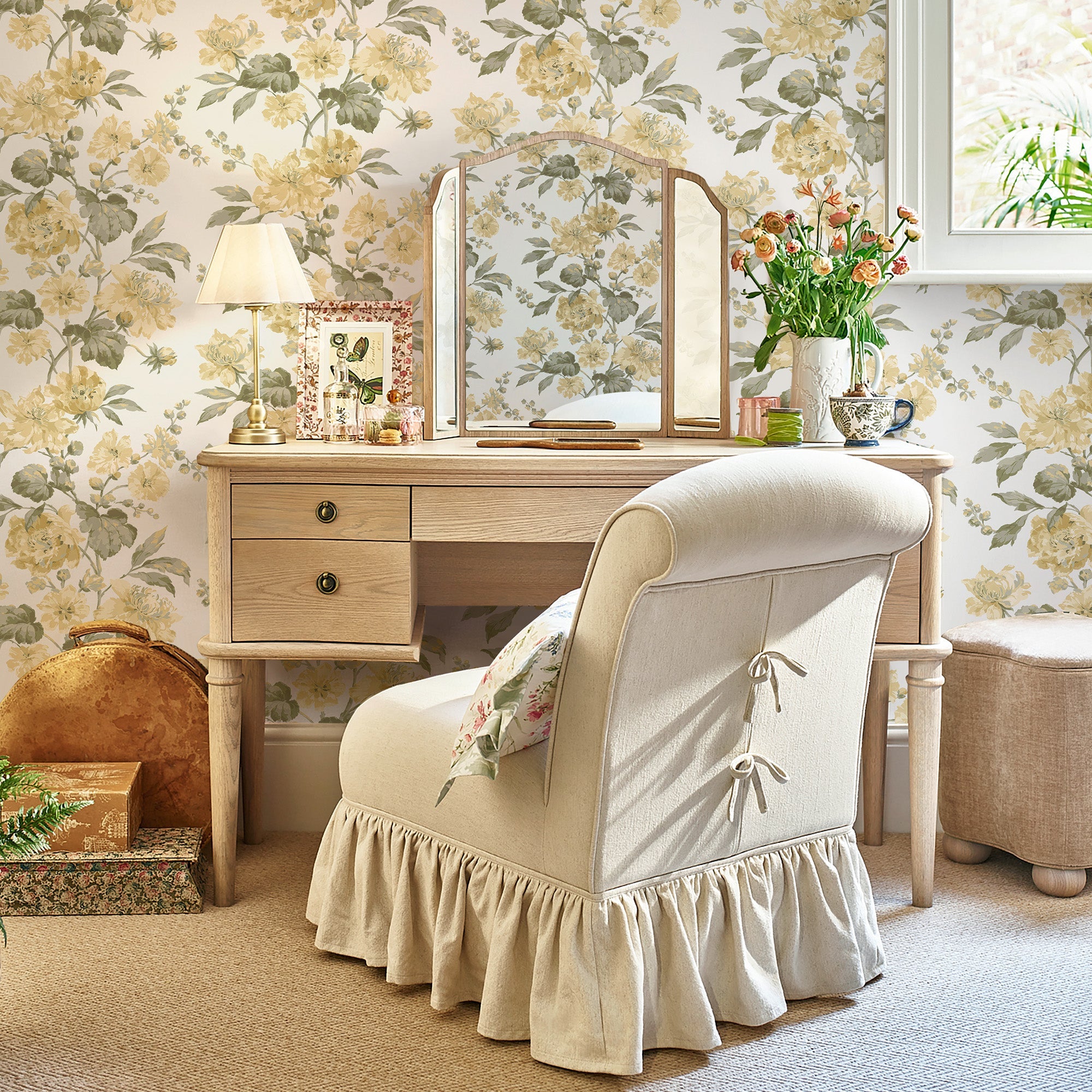 146950 Romilly Butter Yellow Laura Ashley AW26 Wallpaper by Laura Ashley