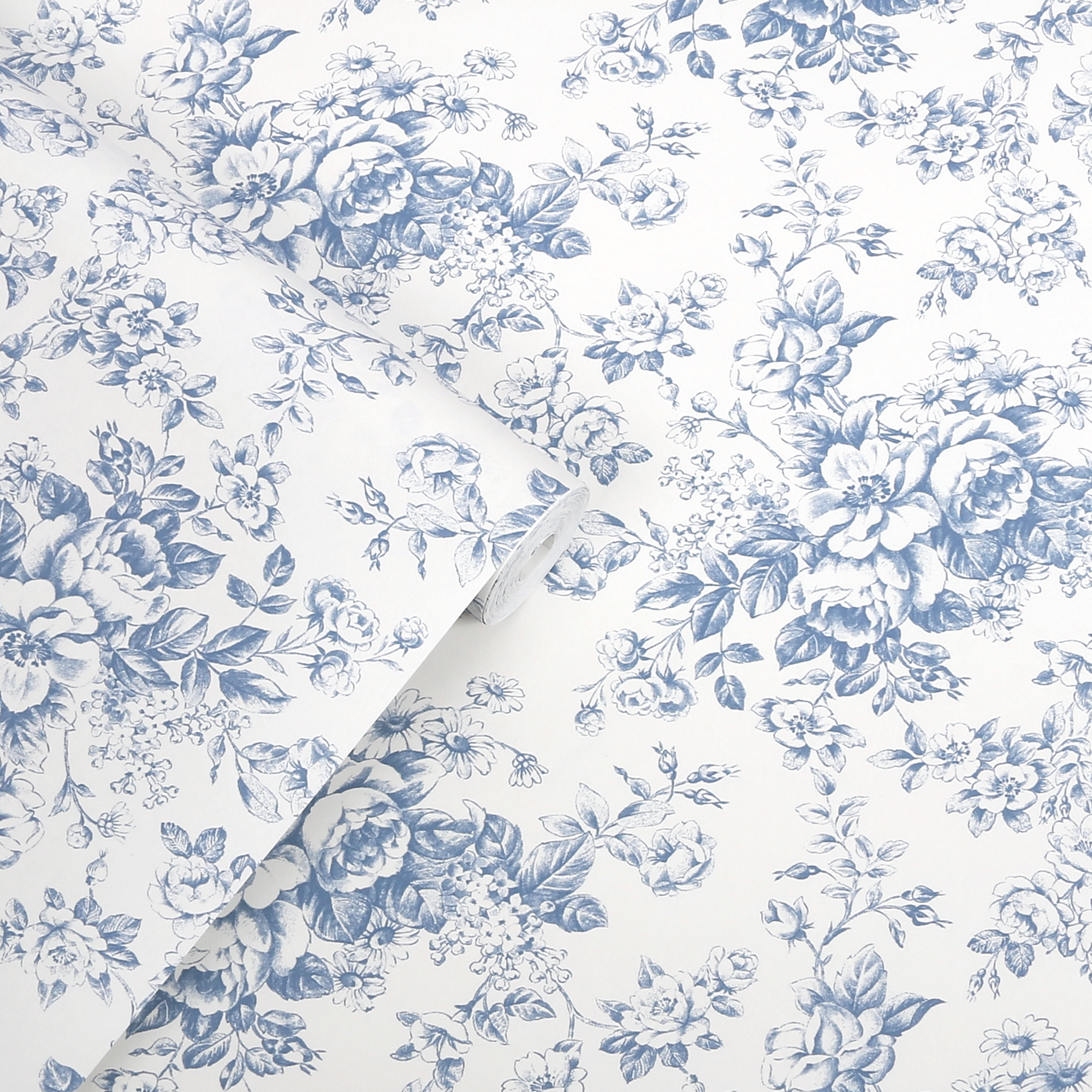 146952 Toile Delight Cornflower Blue Laura Ashley AW26 Wallpaper by Laura Ashley
