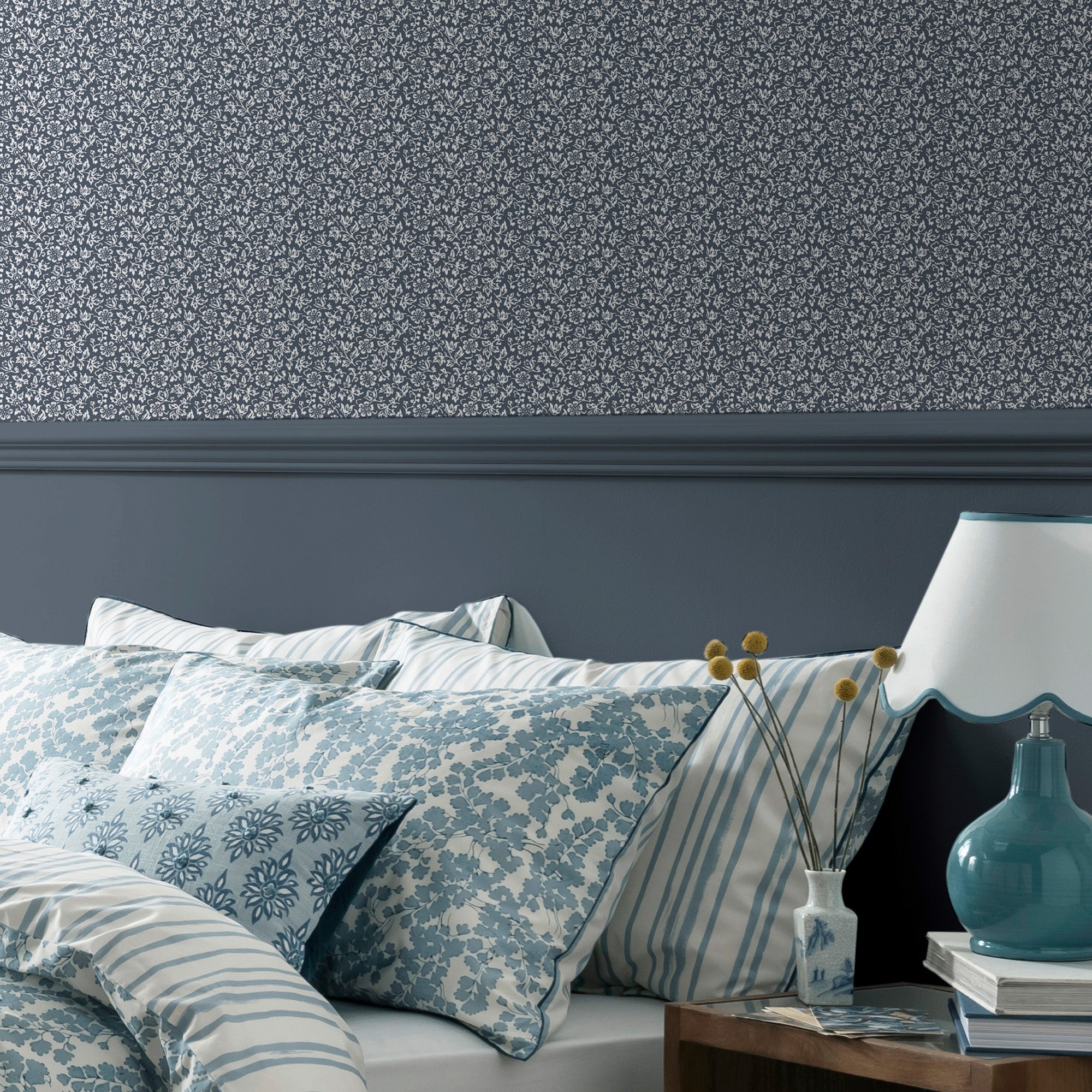 146958 Sweet Alyssum Denim Blue Laura Ashley AW26 Wallpaper by Laura Ashley