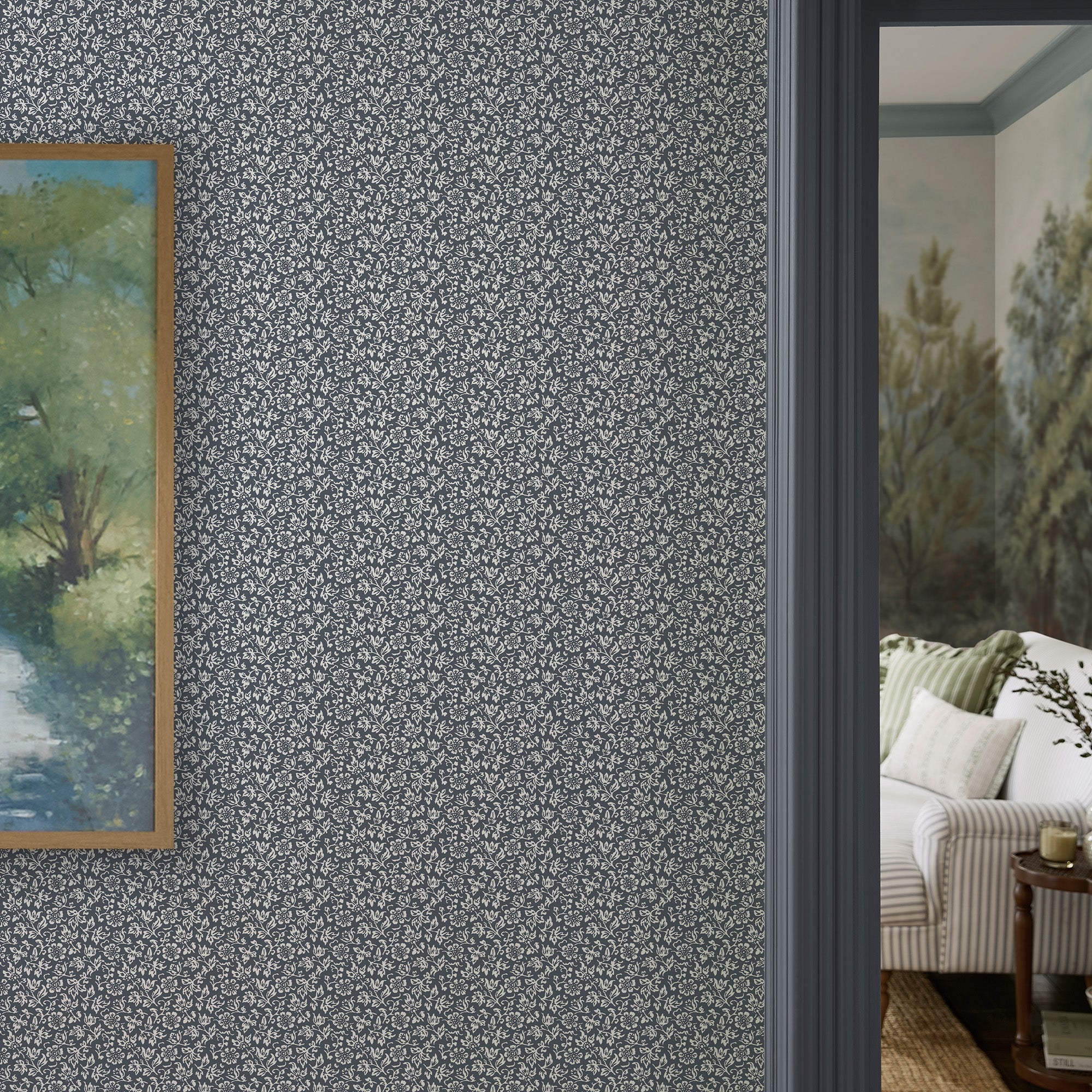 146958 Sweet Alyssum Denim Blue Laura Ashley AW26 Wallpaper by Laura Ashley