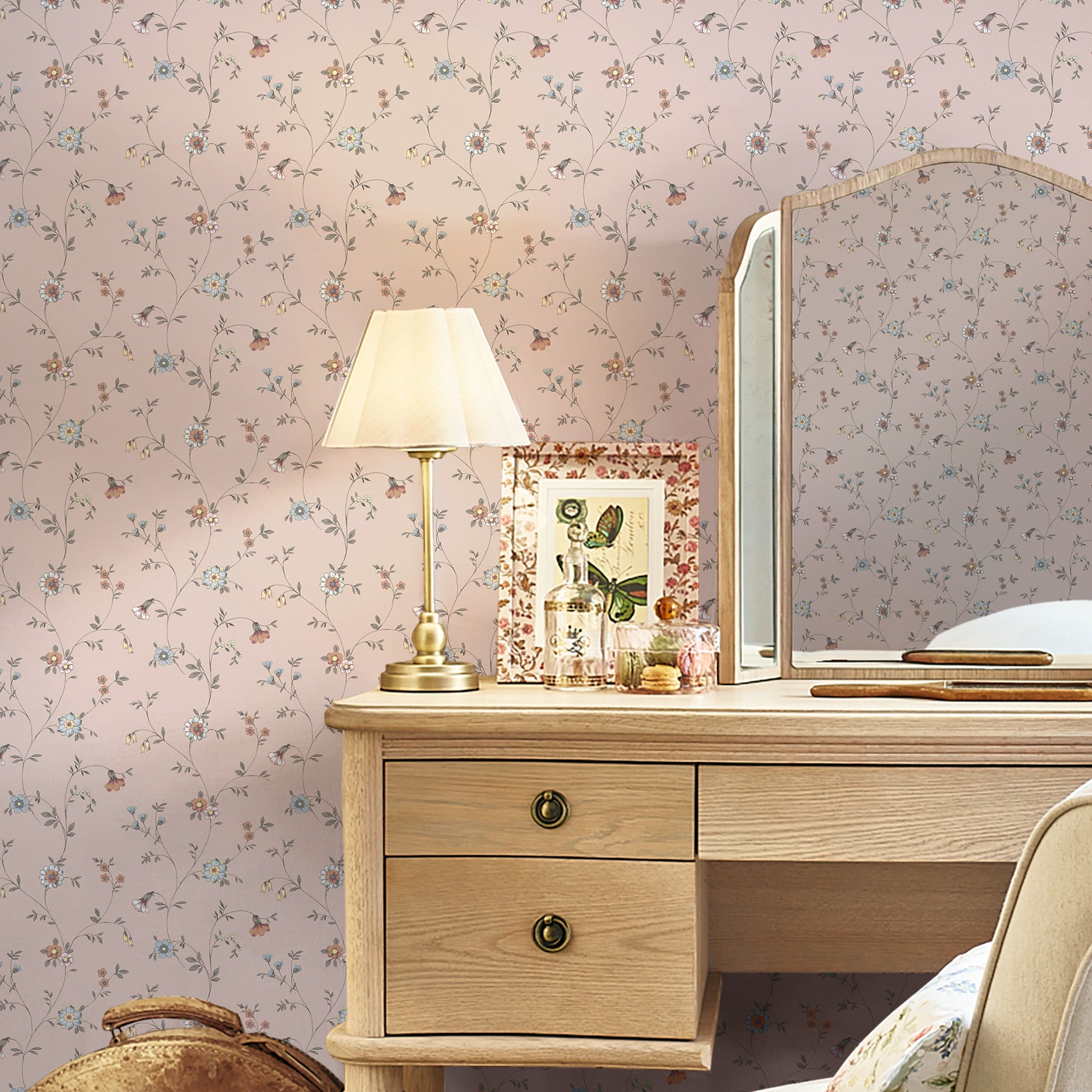 146960 Leonie Trail Linen Laura Ashley AW26 Wallpaper by Laura Ashley